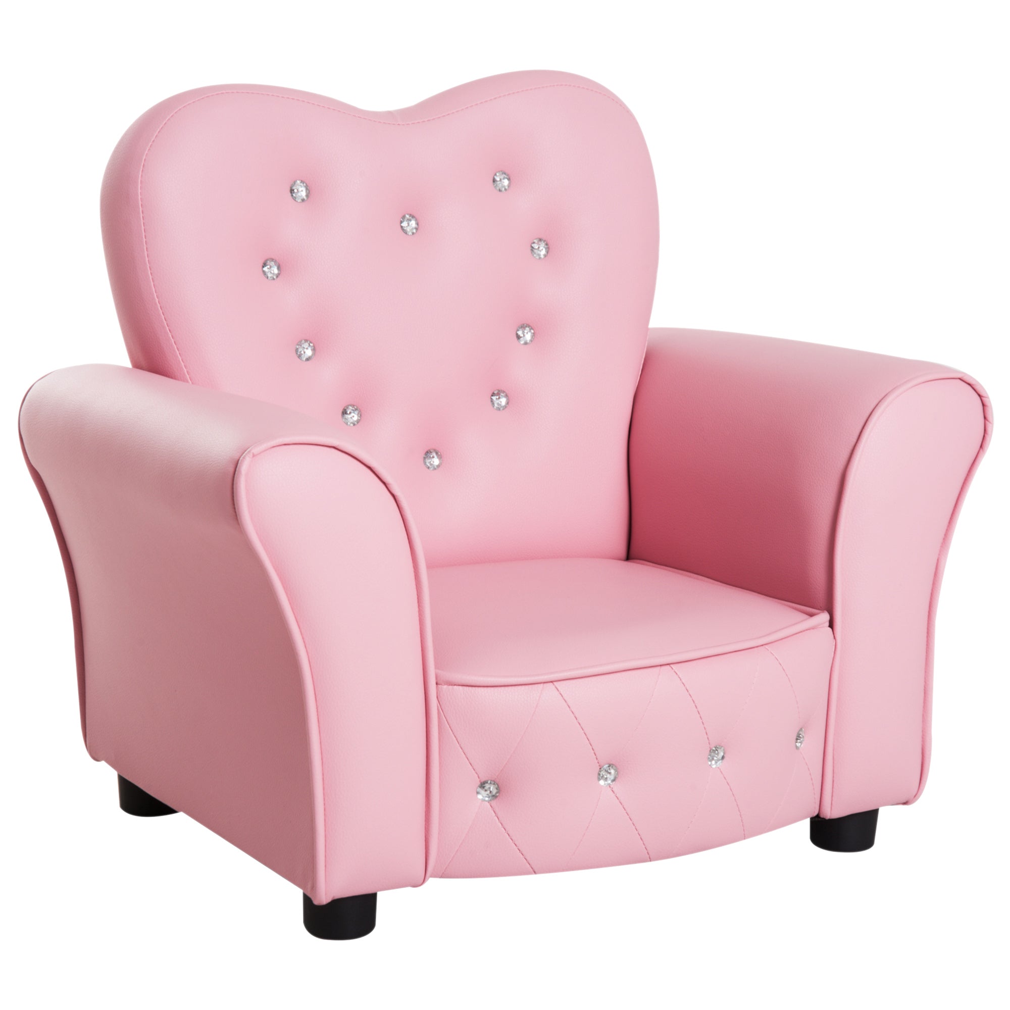 Kids Sofa Children's Armchair Princess Mini Sofa Kids Room Sofa Heart-shaped Pink L59 x W41.5 x H49 cm