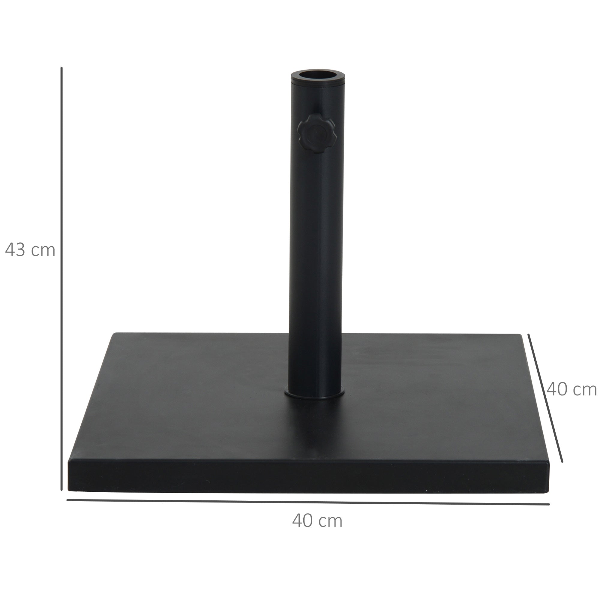 Umbrella Stand 13 kg Umbrella Base, Square Umbrella Holder, Umbrella Weight, Stand for Umbrella 35/38/48mm Pole Diameter, for Balcony, Terrace, Garden, Black