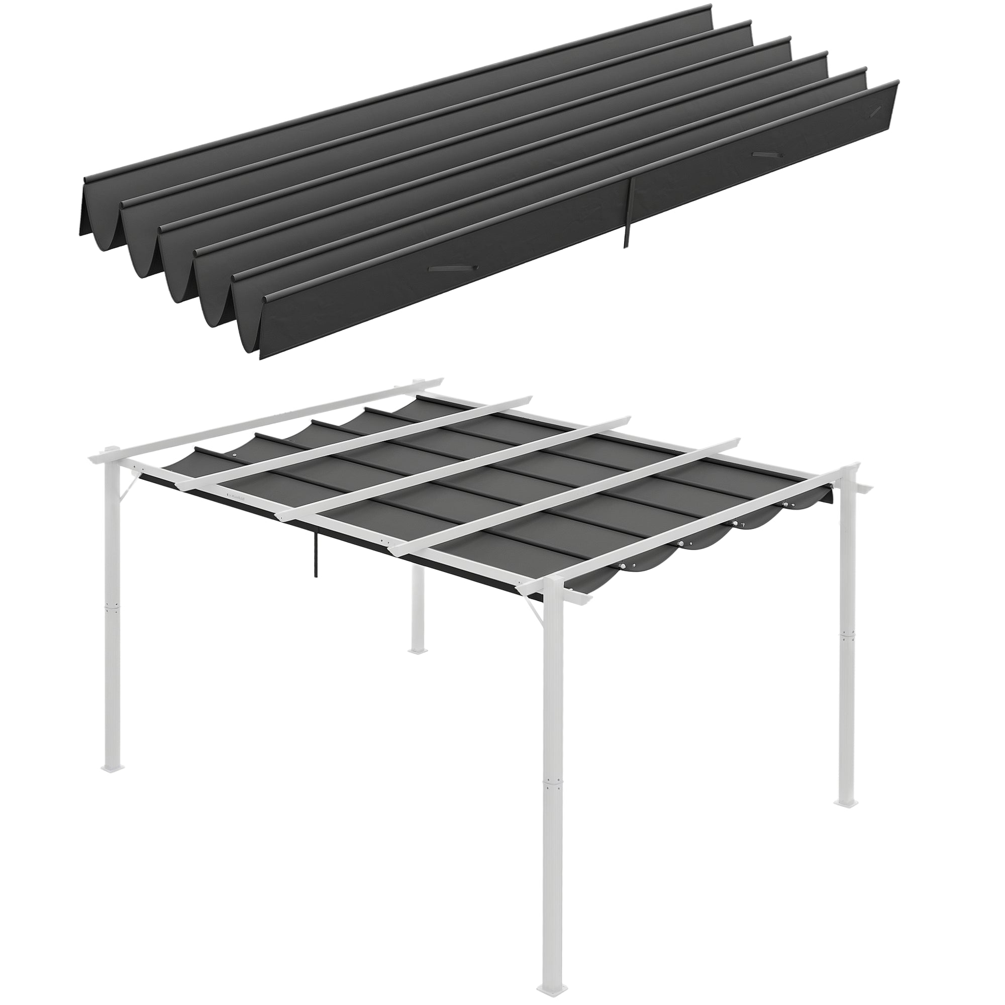 Outsunny vervangend dak voor 3 x 3 m pergola, waterdicht, uitschuifbaar