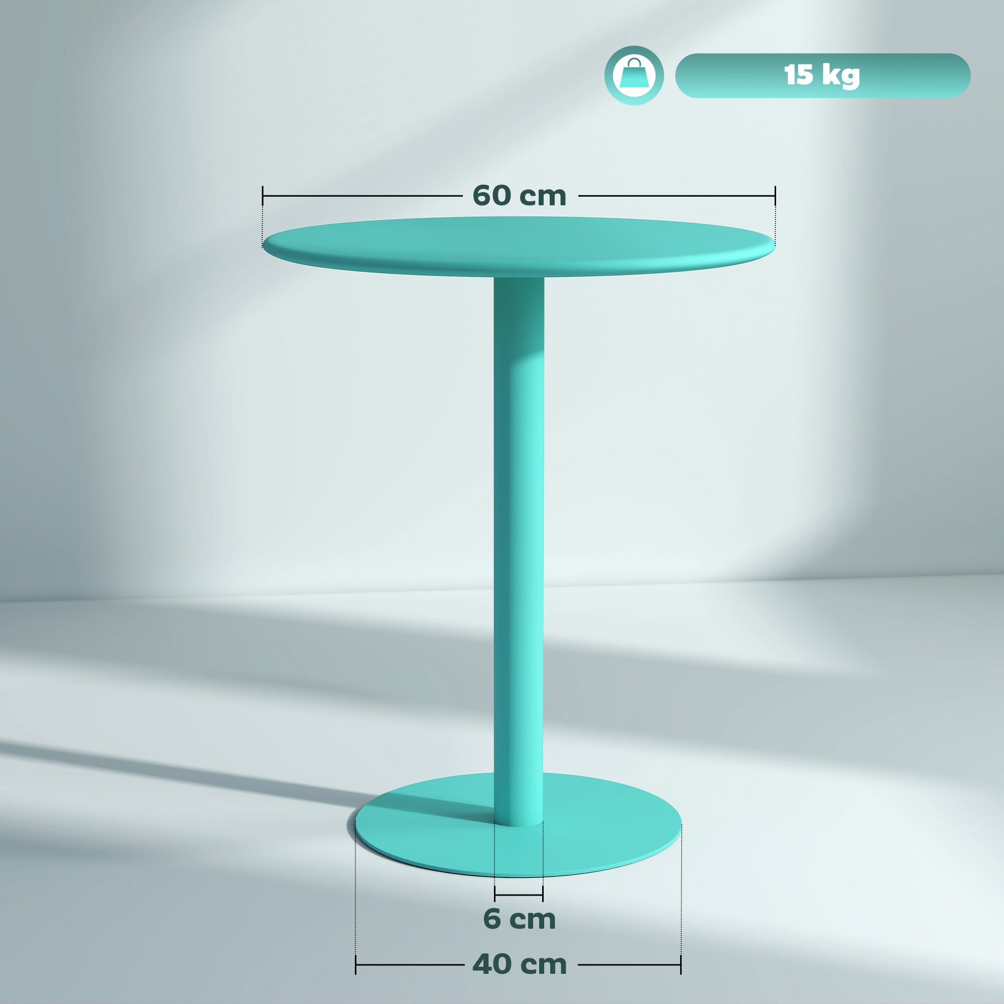 Round Dining Table for 2 People Steel Kitchen Table for Indoor and Outdoor Ø60x72 cm Green