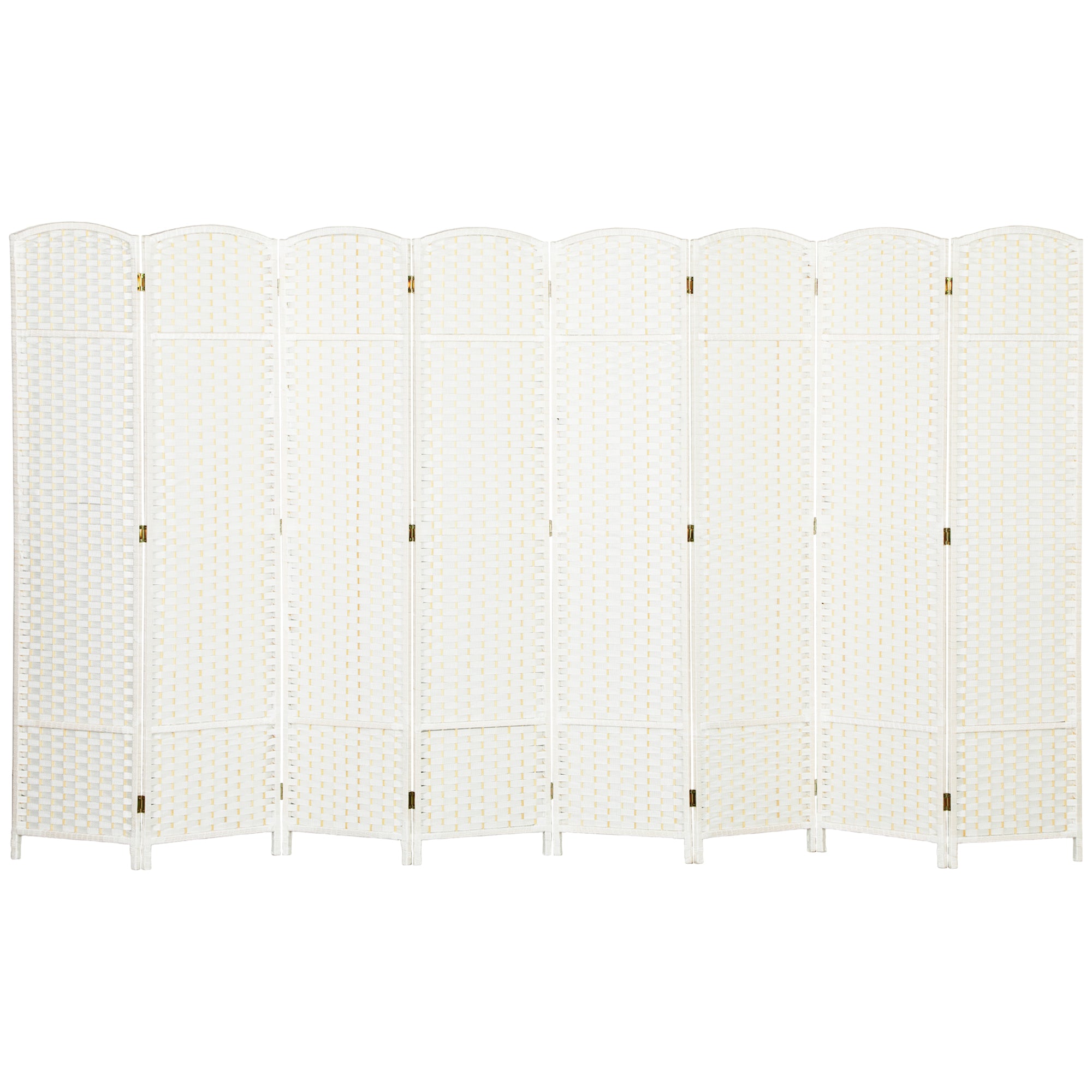 8-Panel Room Divider 320 x 170 cm - Folding Pine Wood Privacy Screen for Bedroom & Living Room, White
