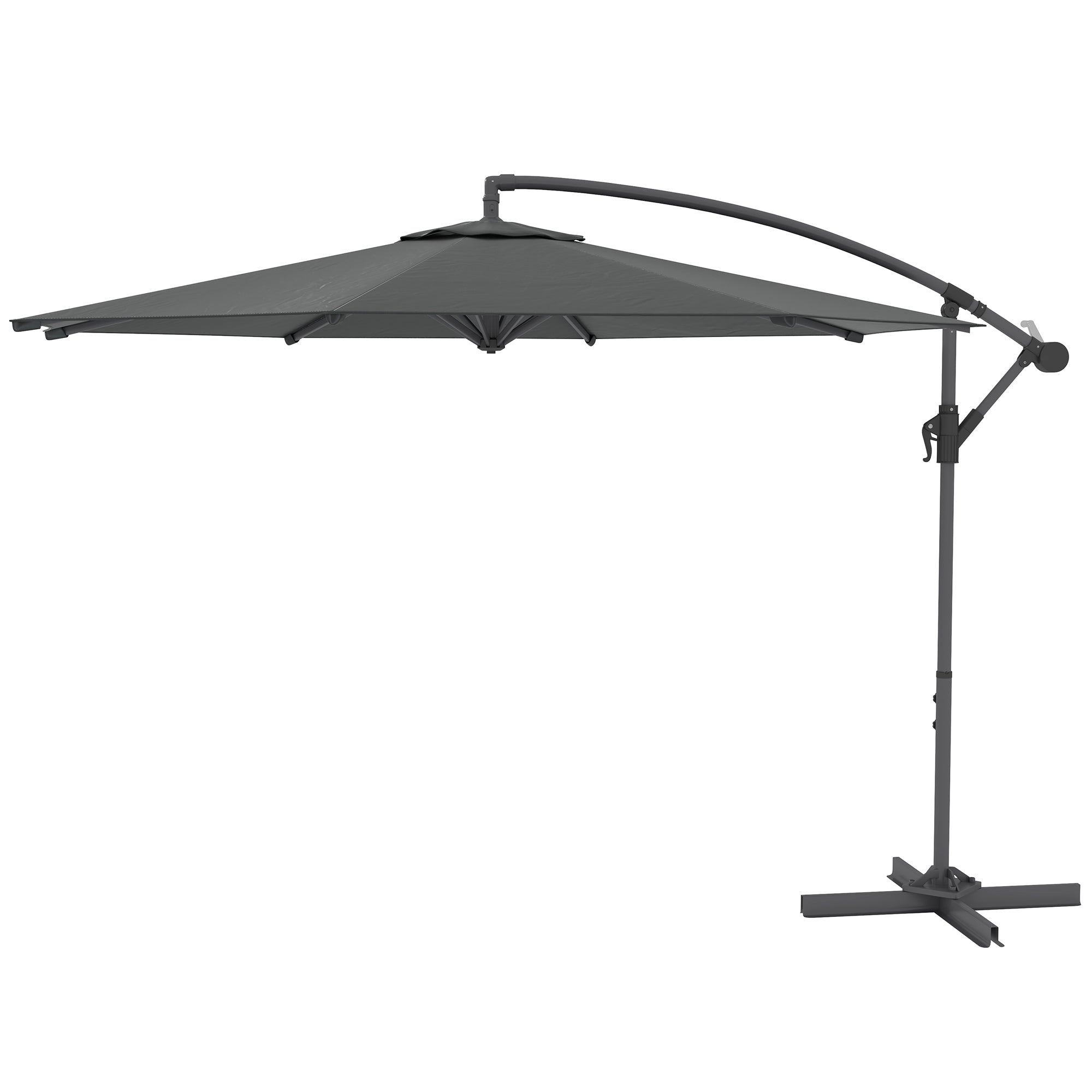 Foldable Octagonal Cantilever Parasol with 3m Diameter Garden Parasol with Dark Gray Cross Stand