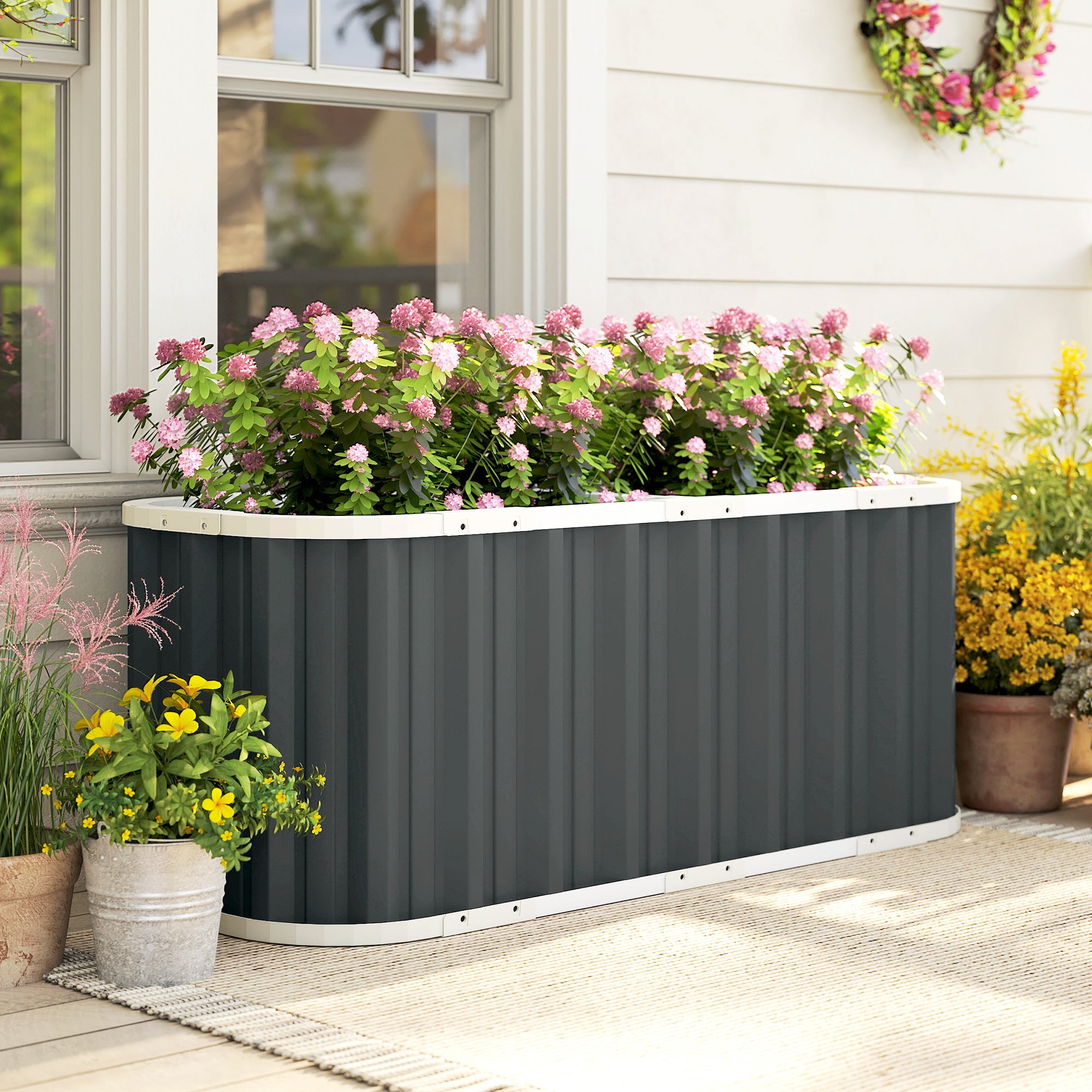 Galvanized Steel Raised Garden Bed, 53.5 x 20.9 x 24 in — Deep Planter with Safety Edges, Plant Labels & Gloves, Open-Bottom Herb & Vegetable Box, Easy Assembly