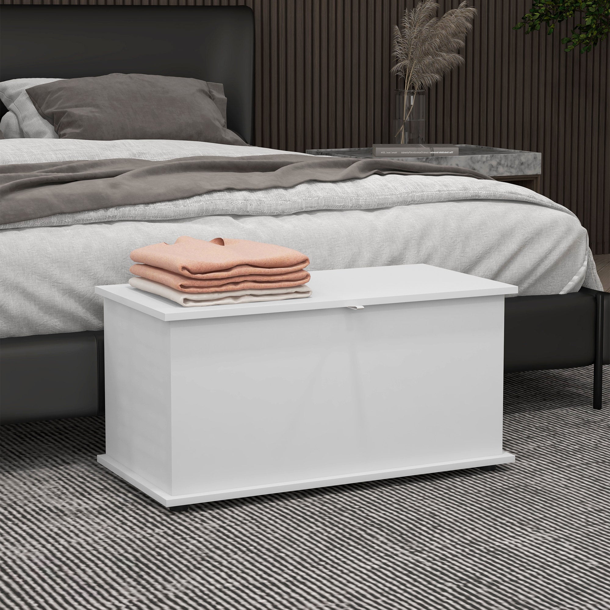 Storage Bench, Multi-Purpose Bench with Safety Hinges, Wooden Shoe Bench with Lid for Entryway, Hallway, Bedroom, Living Room, 80x40x40cm, White