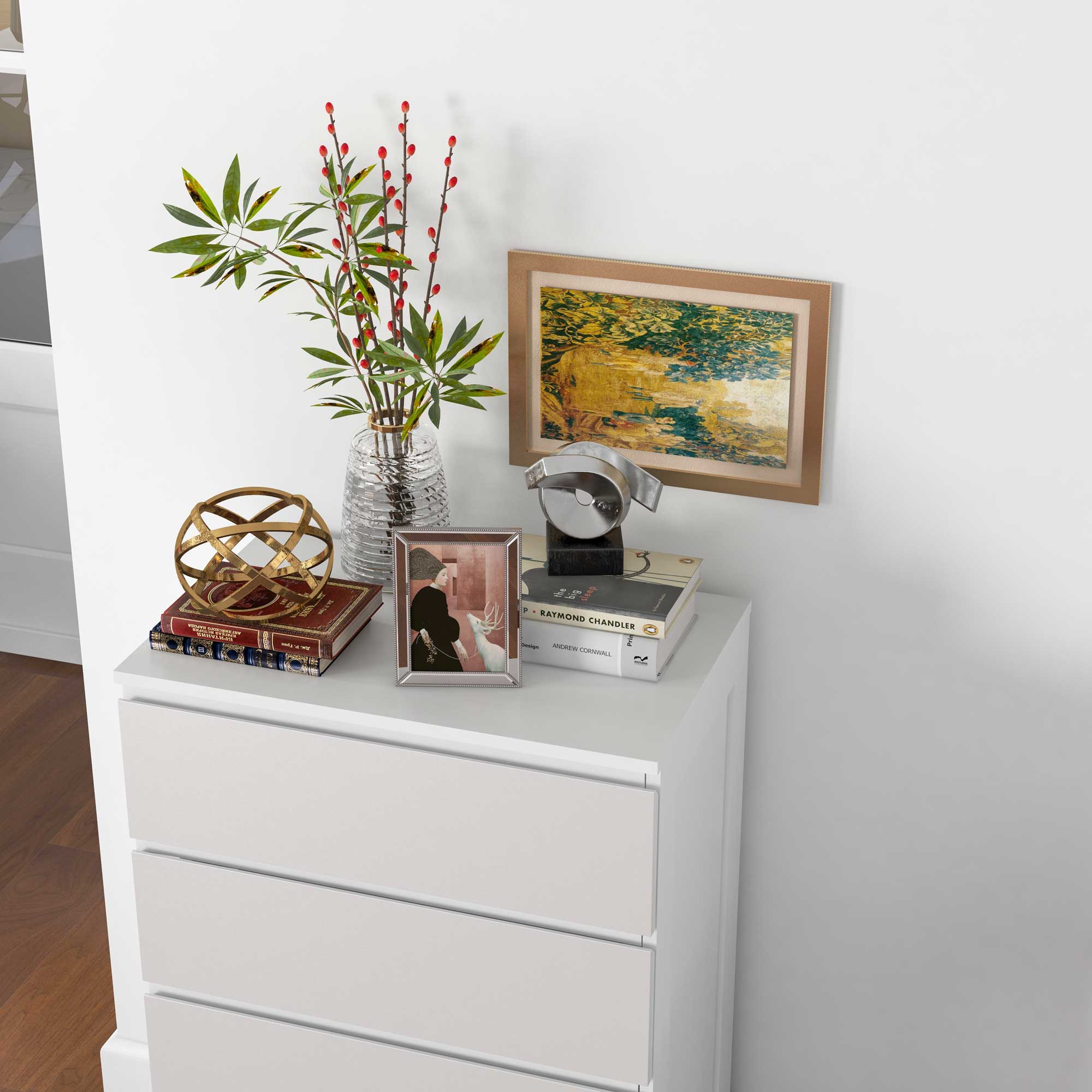 5-Drawer Chest Bedroom Storage Unit Modern Stylish Smooth Close Mechanism for Bedroom, Living Room - 60 x 38 x 100 cm, White