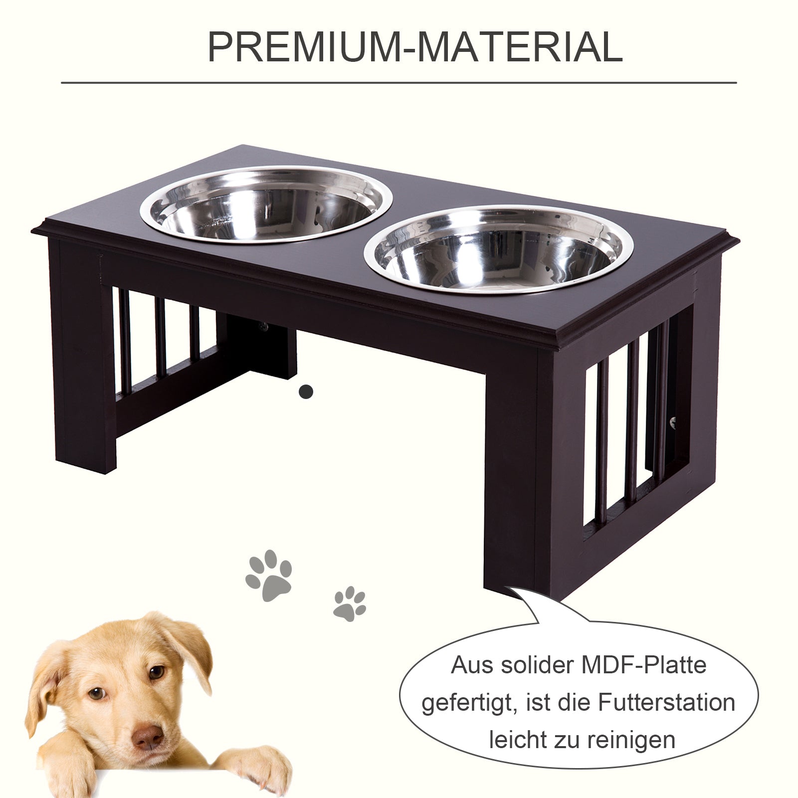 Raised Dog Bowl Feeder with 2 Bowls Water Bowl 2 x 2000ml Stainless Steel Bowls Feeding Station Dog Bowls for Medium Dogs Cats Espresso