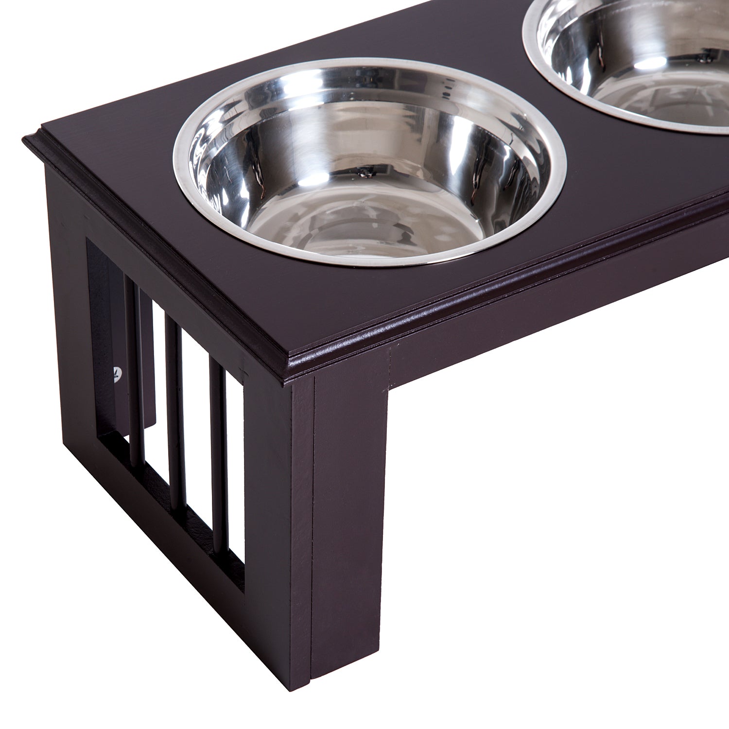 Raised Dog Bowl Feeder with 2 Bowls Water Bowl 2 x 2000ml Stainless Steel Bowls Feeding Station Dog Bowls for Medium Dogs Cats Espresso
