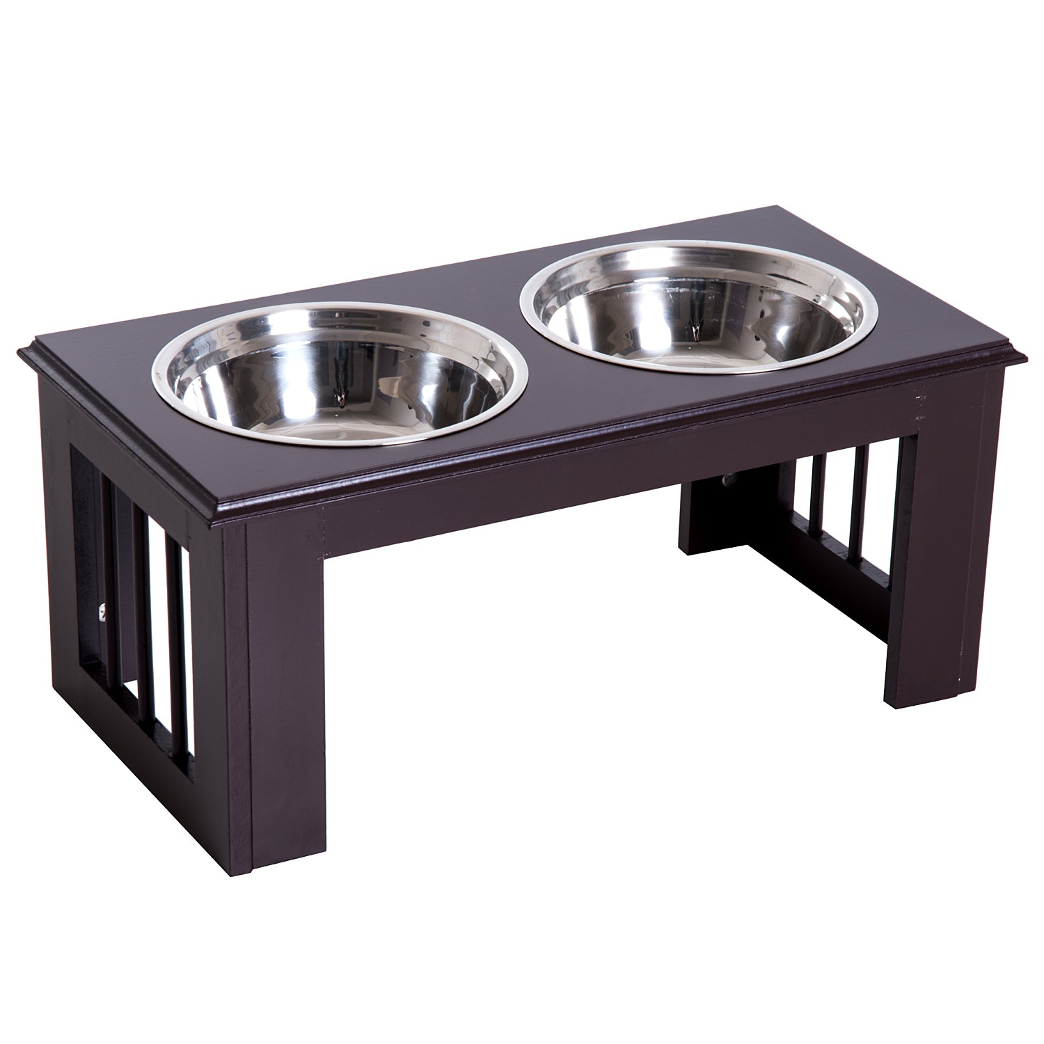 Raised Dog Bowl Feeder with 2 Bowls Water Bowl 2 x 2000ml Stainless Steel Bowls Feeding Station Dog Bowls for Medium Dogs Cats Espresso