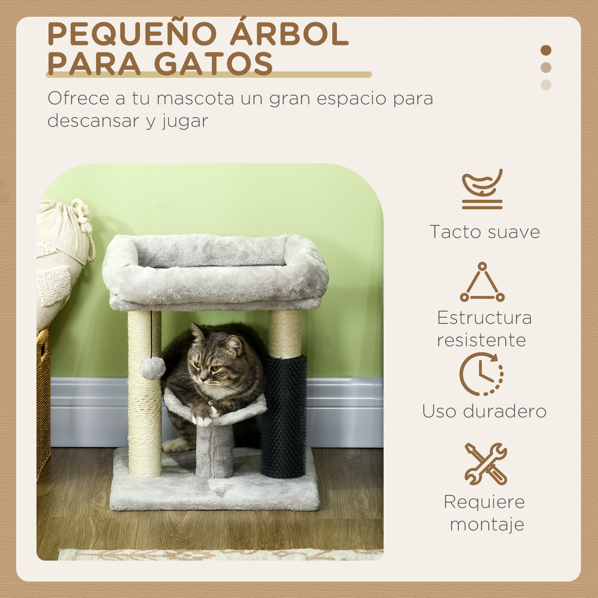 Cat Scratching Tree Cat Tree 48 cm Height with 2 Scratching Posts Platform Bed U-shaped and Hanging Ball Brush Gray