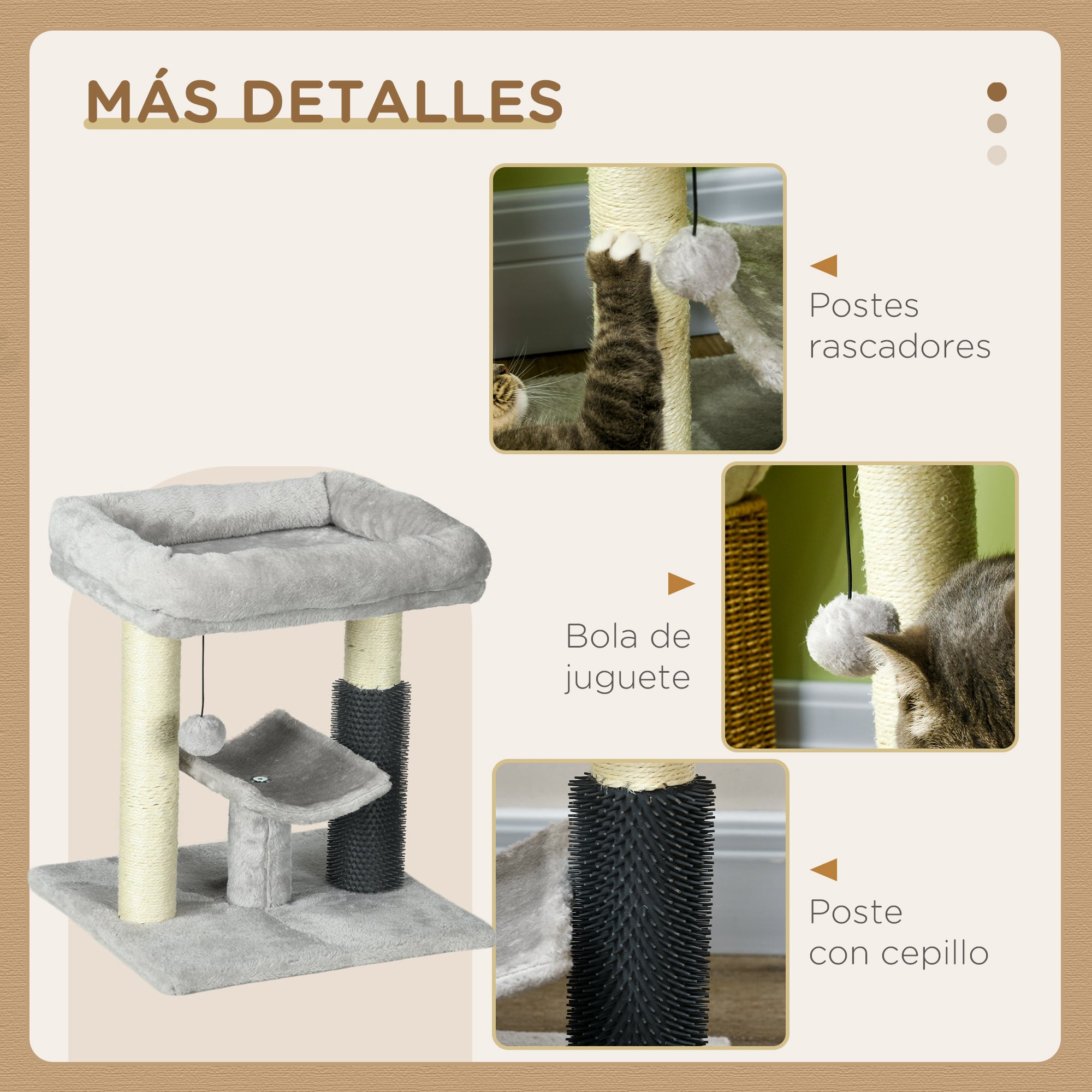 Cat Scratching Tree Cat Tree 48 cm Height with 2 Scratching Posts Platform Bed U-shaped and Hanging Ball Brush Gray