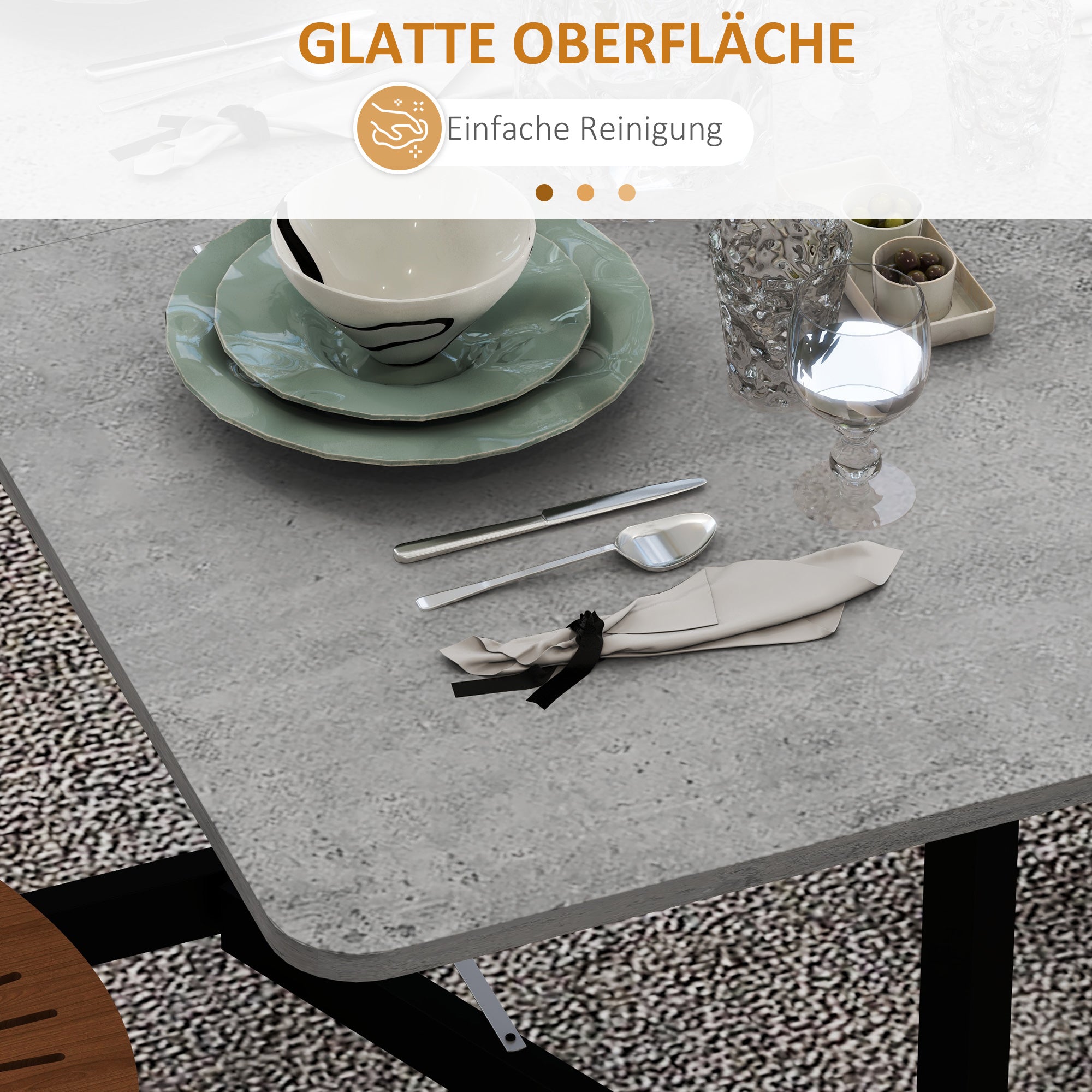 Dining Table, Folding Kitchen Table with Casters, Steel Legs, Folding Table for 4-6 People, Dining Table for Small Spaces, Kitchen, Dining Room, 120 x 80 x 73 cm, Gray