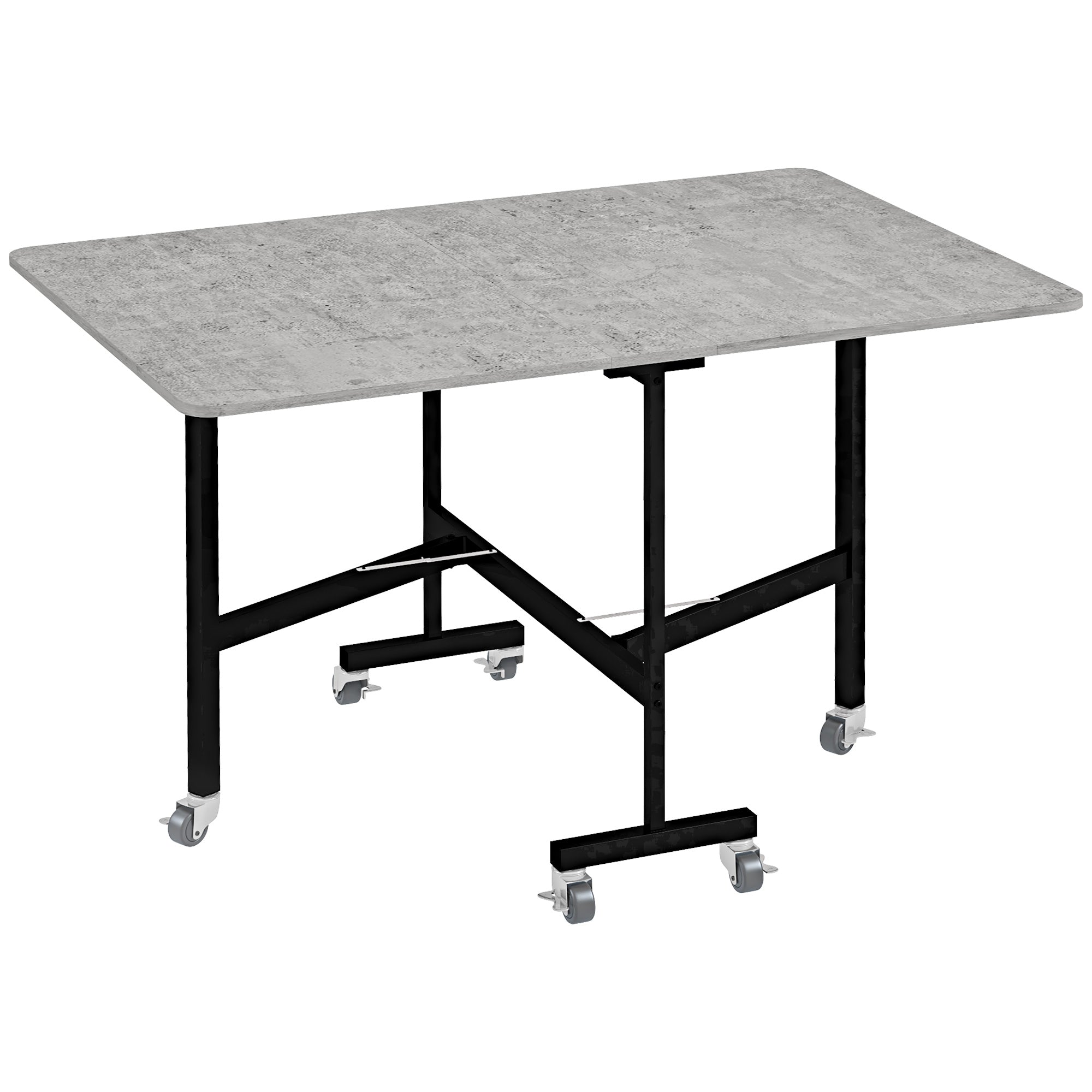 Dining Table, Folding Kitchen Table with Casters, Steel Legs, Folding Table for 4-6 People, Dining Table for Small Spaces, Kitchen, Dining Room, 120 x 80 x 73 cm, Gray