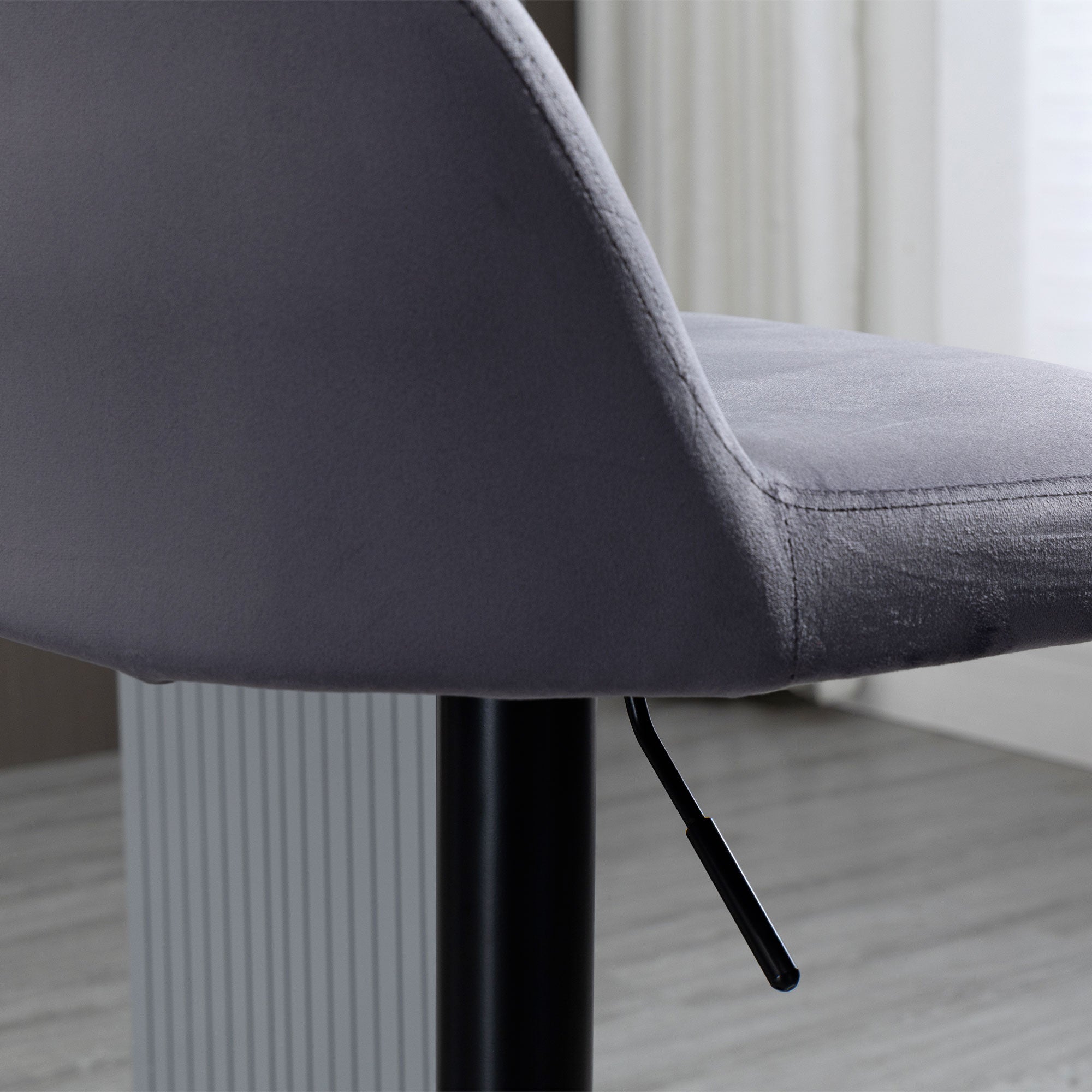 Set of 2 Velvet Bar Stools with Backrest and Footrest, Swivel Kitchen Stools with Adjustable Height, 43x45x81-101cm, Gray