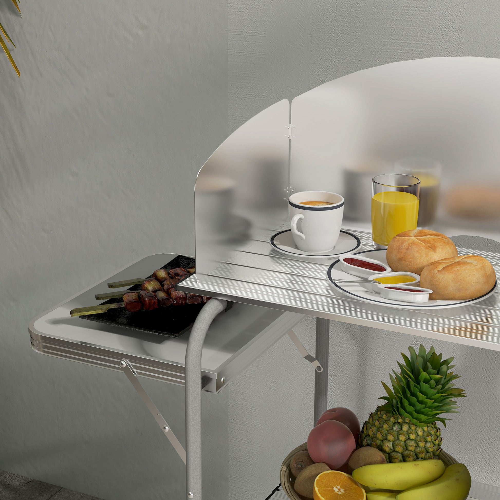 Camping Kitchen Cabinet with Storage, Portable Folding Outdoor Table, Aluminum Cooking Station with Carry Bag