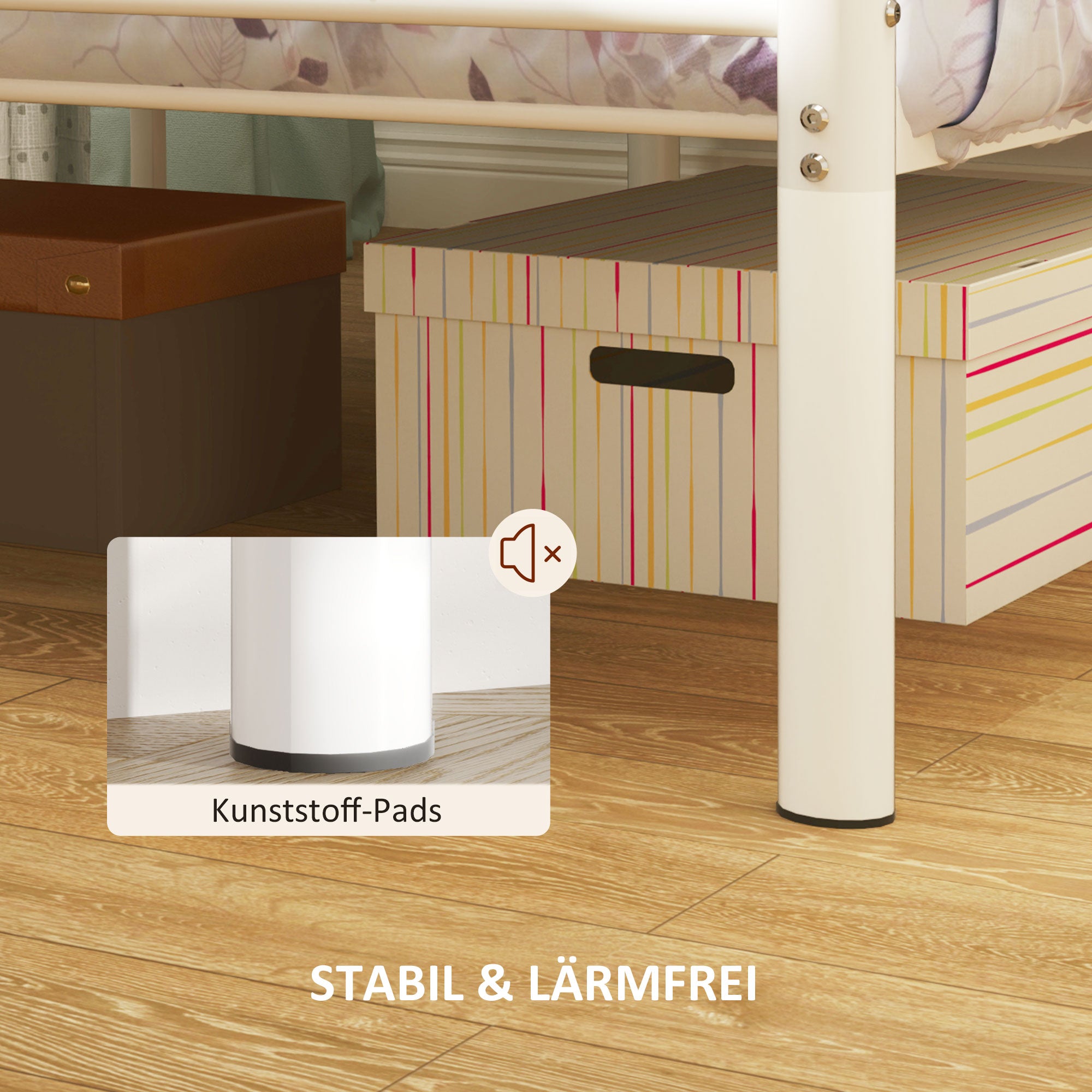 Bed Frame for Mattress 200 x 90 cm, Bedstead 88 cm High Single Bed Frame made of steel, for bedroom guest room, White