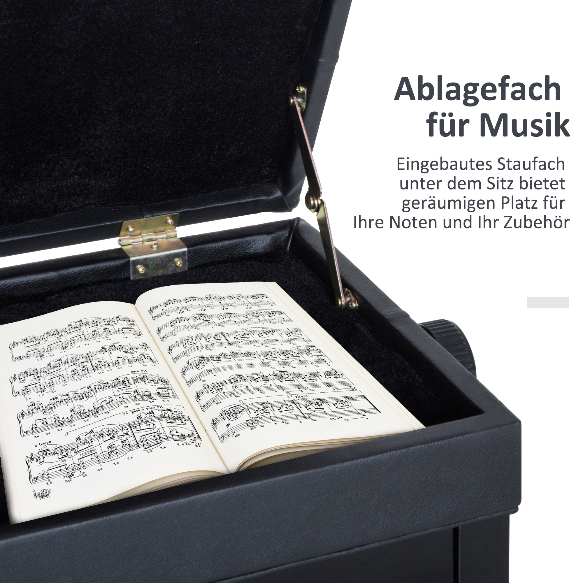 Piano Bench Keyboard Bench Piano Stool Stool with Storage Space Height Adjustable 54.5 x 33 x 48-58 cm