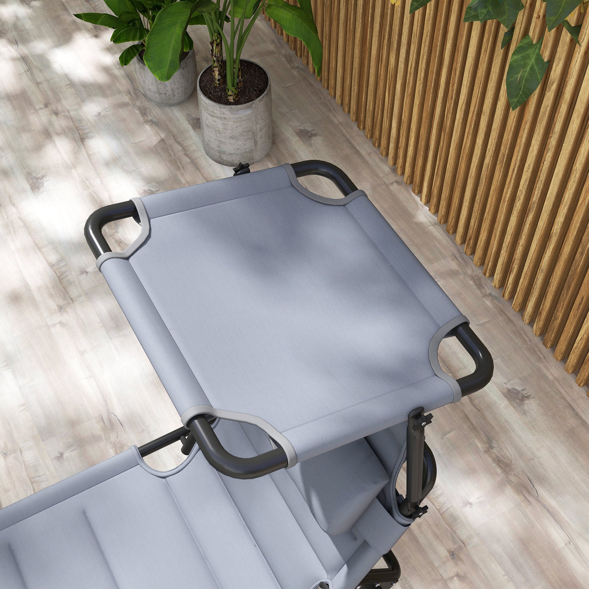 Folding Sun Lounger Outdoor Lounge Chair with Adjustable Canopy 4-Level Adjustable Backrest and Headrest for Terrace Pool 70x200x45 cm Gray
