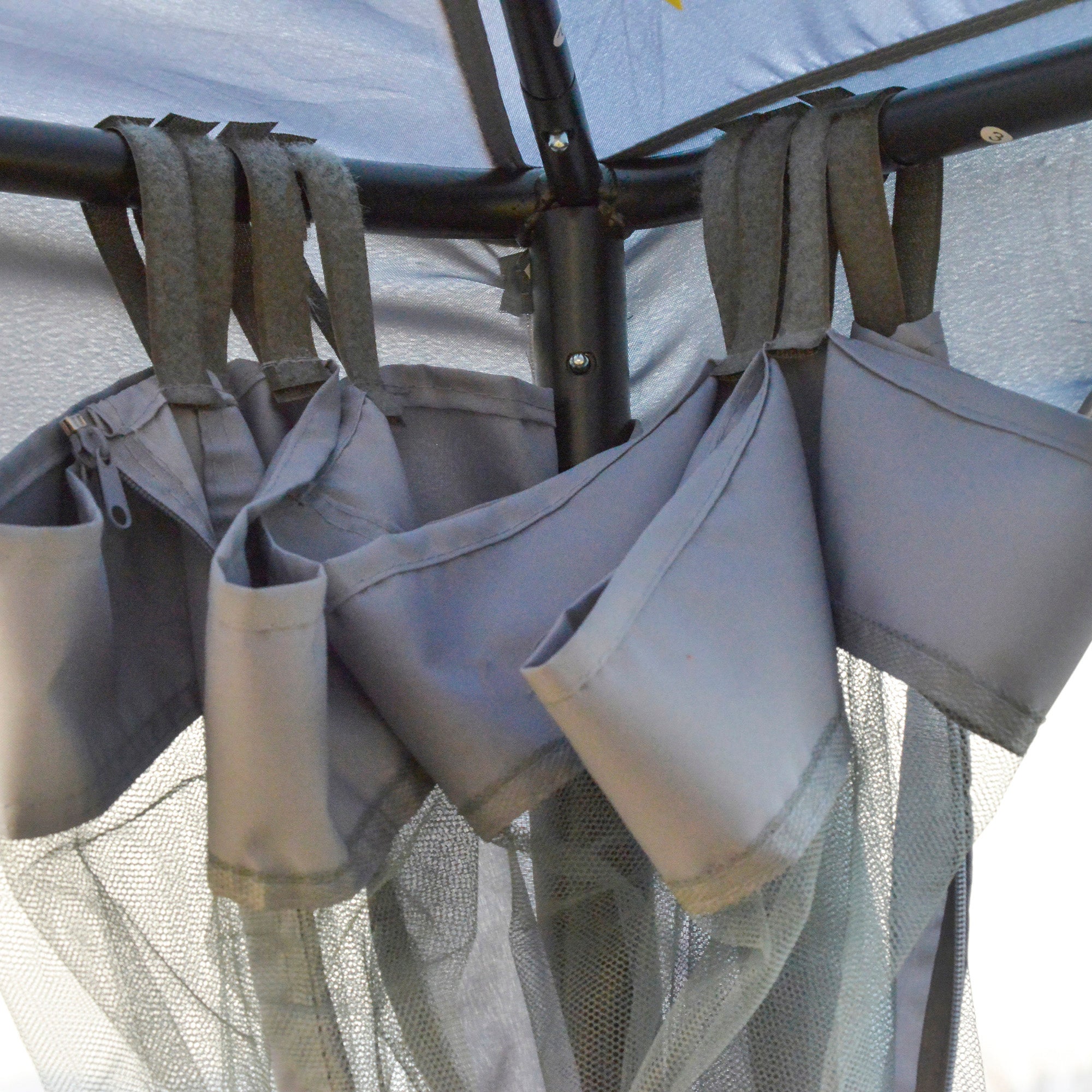 Pavilion with Double Roof, Approx. 3x3 m Waterproof Stable Winterproof Garden Pavilion with Mosquito Net, Side Panels, Metal Garden Pavilion, for Garden, Terrace, Light Gray