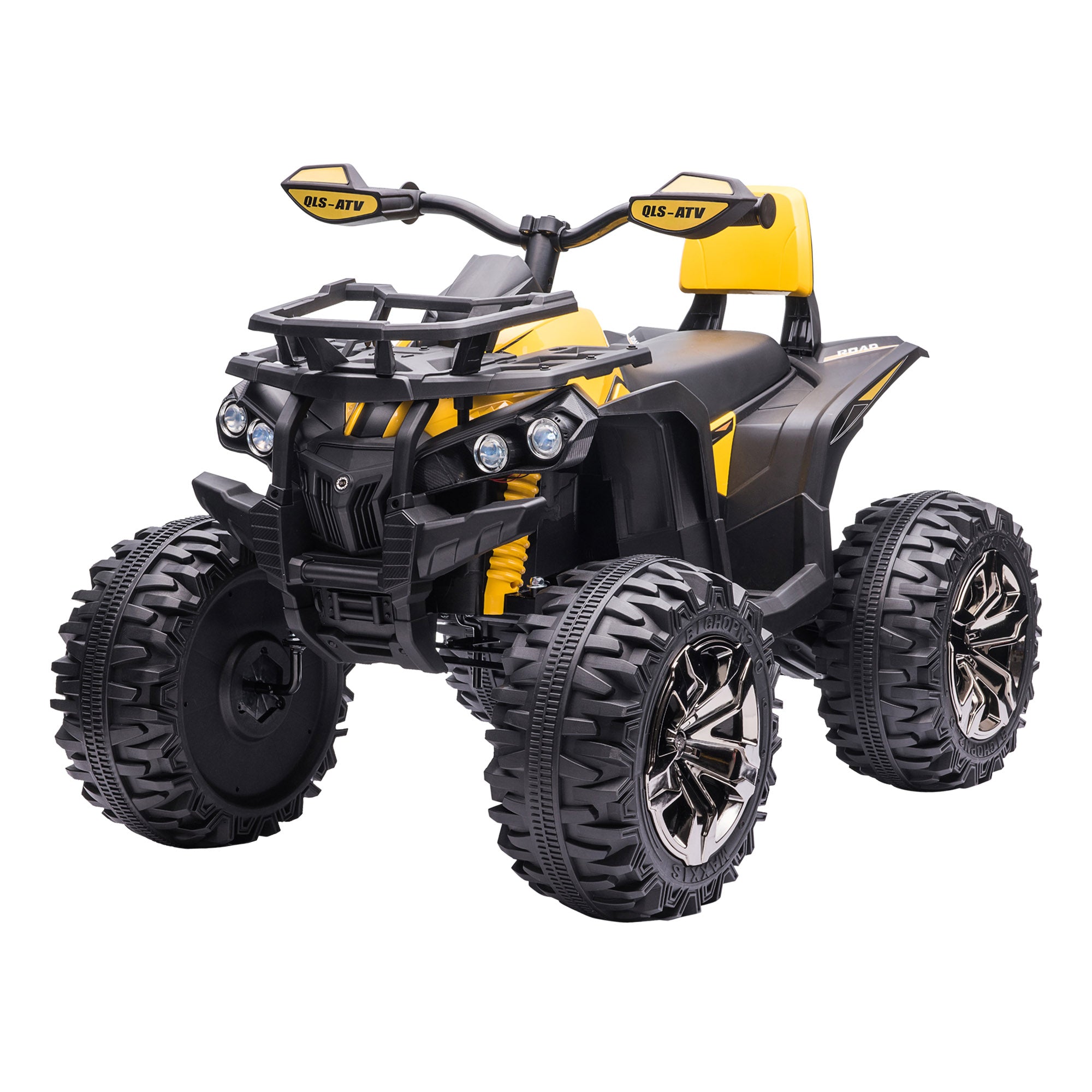 Electric Quad for Kids, 12V 10Ah Kids' Quad with Forward, Reverse Function, 2 Motors, USB Connection, MP3 Music Player, Kids Vehicle with Headlight 3-8 km/h, for 3-5 Years, Yellow