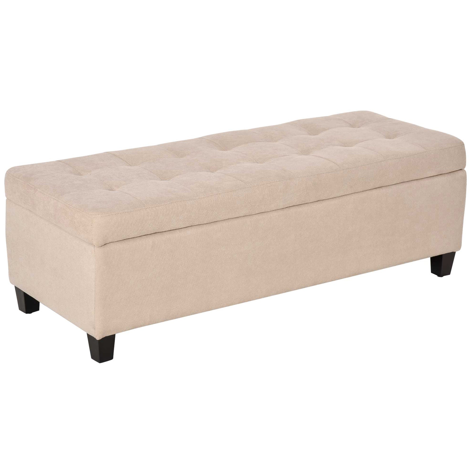Bench, Upholstered Storage Bench, Bed Bench with Lid, Linen Look, Trunk Bench, Storage Bench for Living Room, Bedroom, Beige, 125 x 49 x 41.5 cm