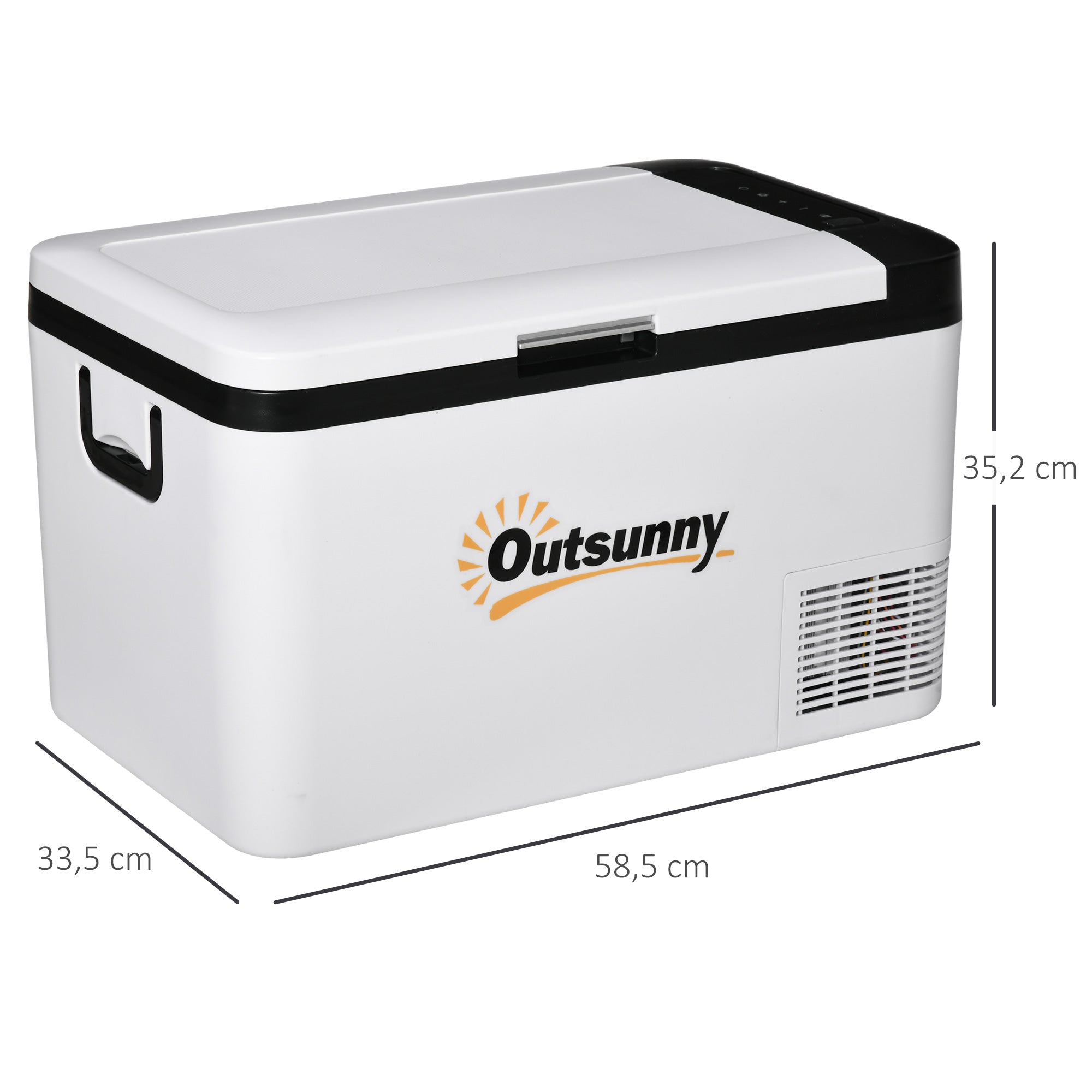 Portable Electric Cooler 25L 12/24V up to -20℃ Compressor Fridge and Freezer for Car with LED Light and Foldable Handles Low Energy Consumption for Home Camping 58.5x33.5x35.2 cm White