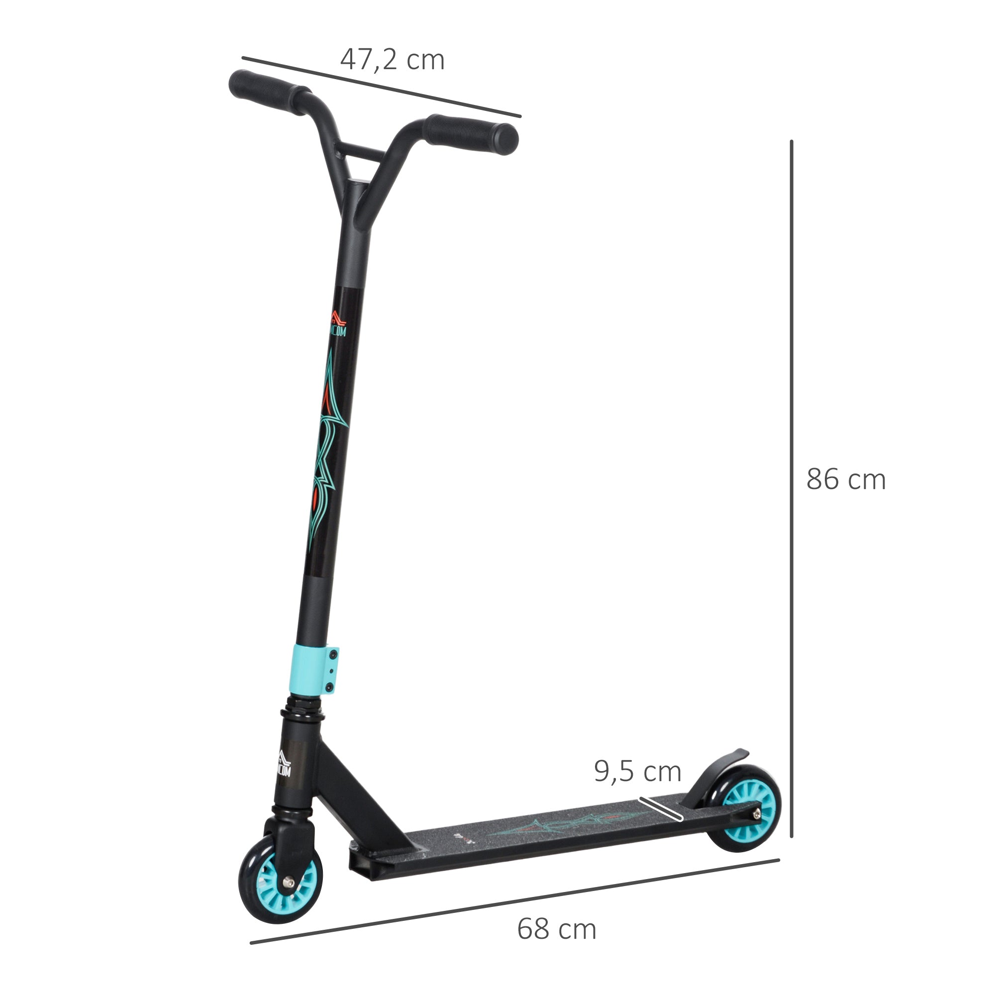 Stunt Scooter with 360° steering, ABEC 9 bearings, 100mm faux leather wheels, aluminum stunt scooter supports up to 100kg, kick scooter trick roller fun scooter for kids aged 14 and above