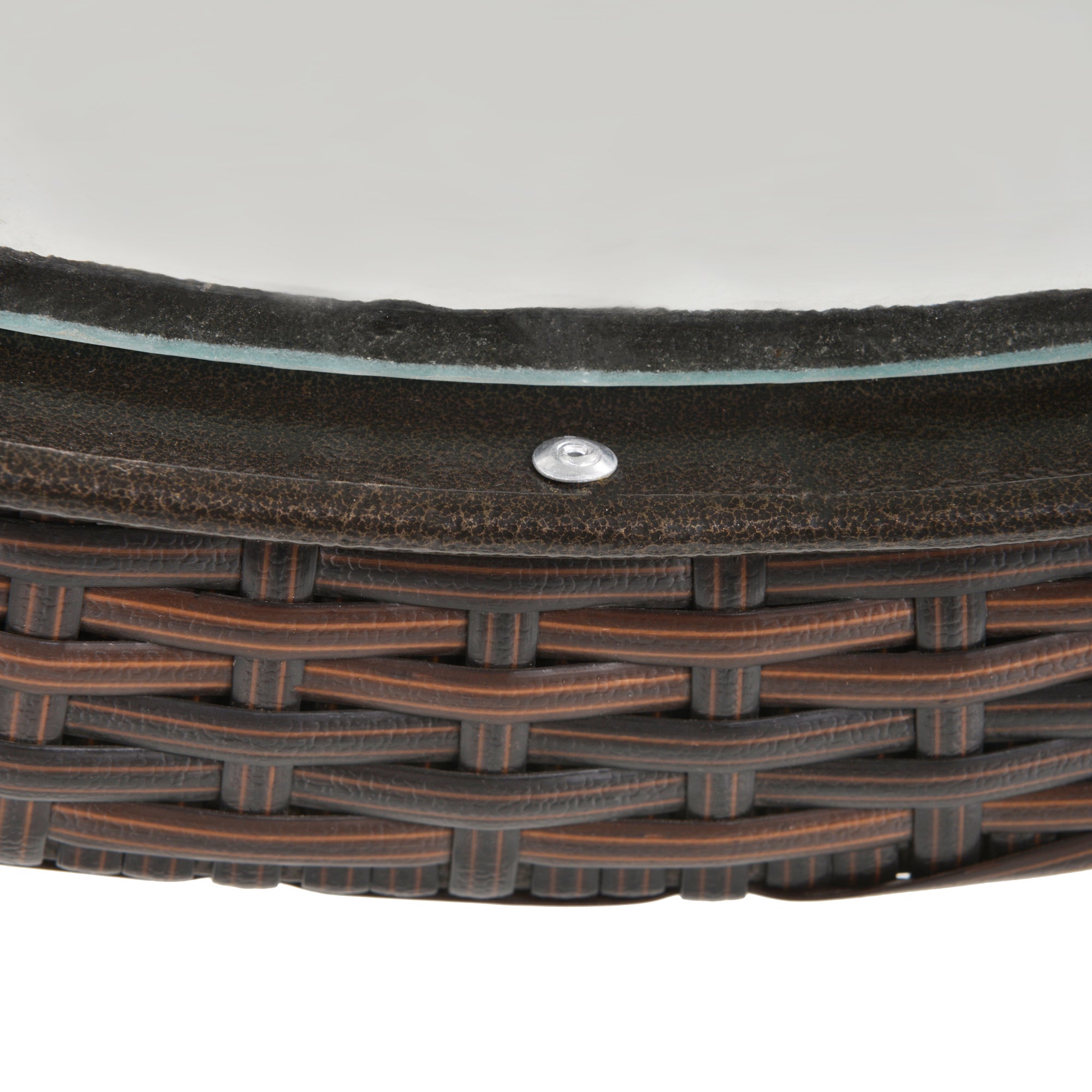 Garden Table, Round Folding Table, Ø68 cm Camping Table, Side Table, Garden Dining Table with Rattan Decor, for Balcony, Terrace, Steel, Brown