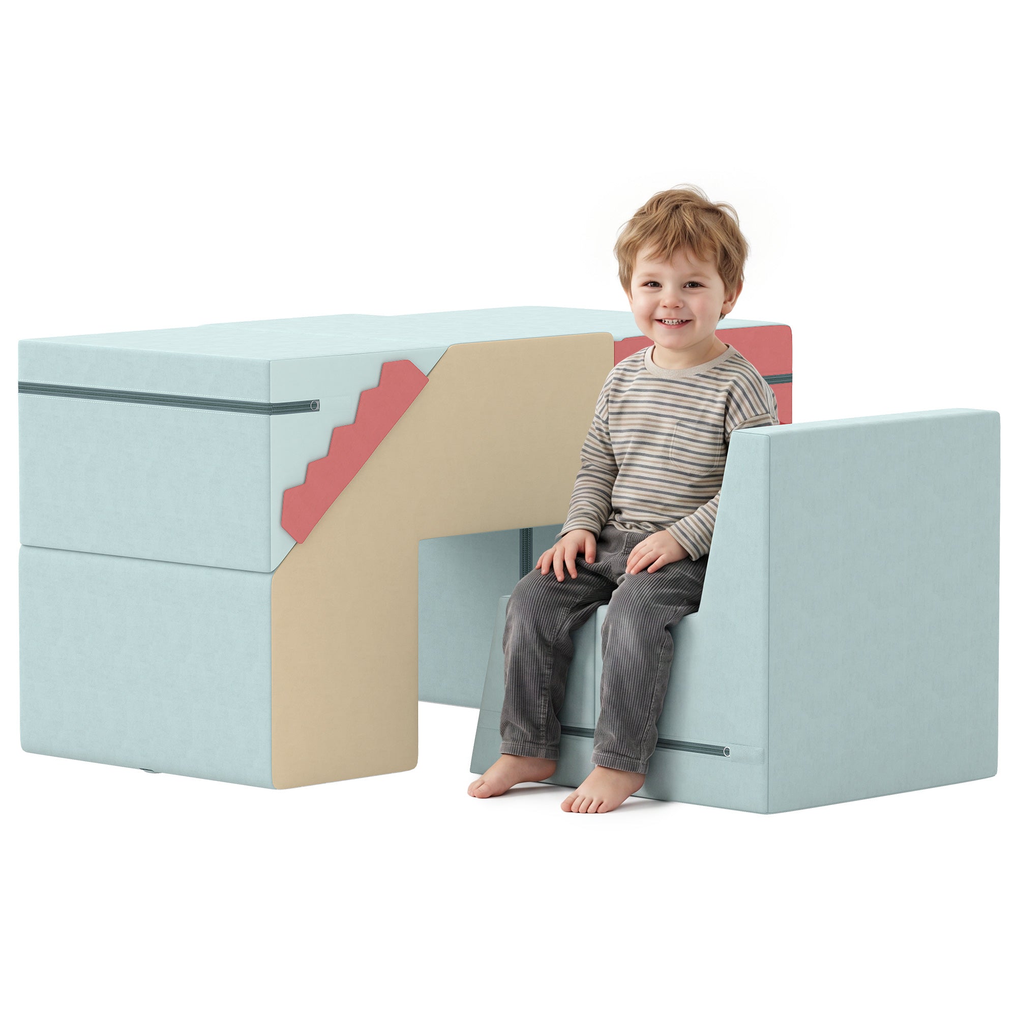 Kids Foam Building Blocks 2-Pack — Non-Slip Giant Soft Blocks with Velvet Finish, Foldable Slide & Climb, Colorful