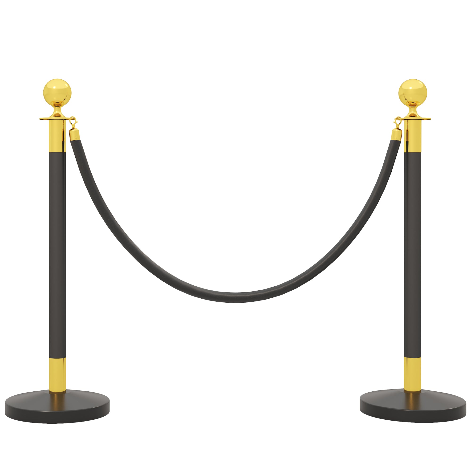 Path Marking Columns with 1.5m Velvet Rope and Fillable Base, Stainless Steel Delimitation Poles, for Hotels and Restaurants, Ø32x96 cm, Black