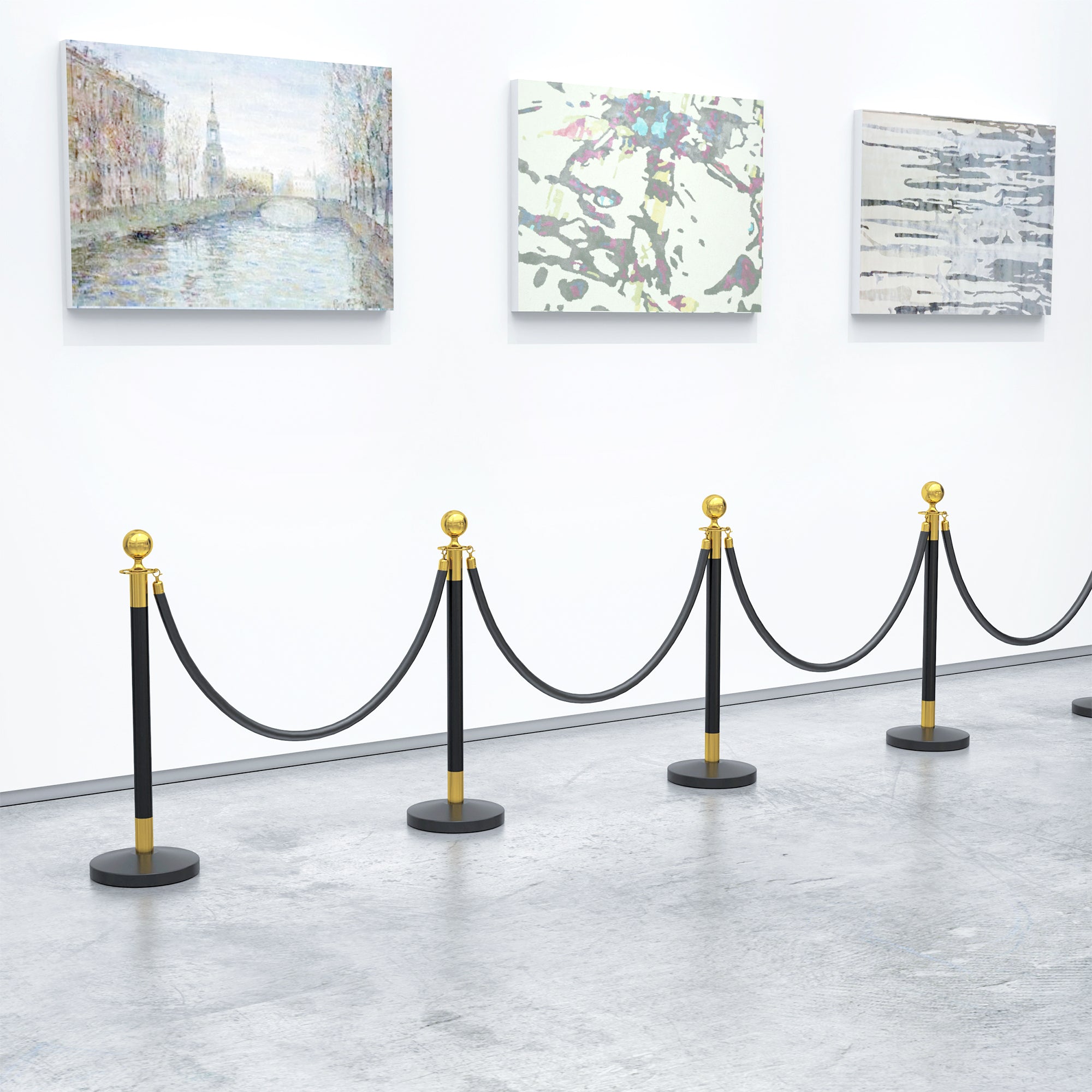 Path Marking Columns with 1.5m Velvet Rope and Fillable Base, Stainless Steel Delimitation Poles, for Hotels and Restaurants, Ø32x96 cm, Black