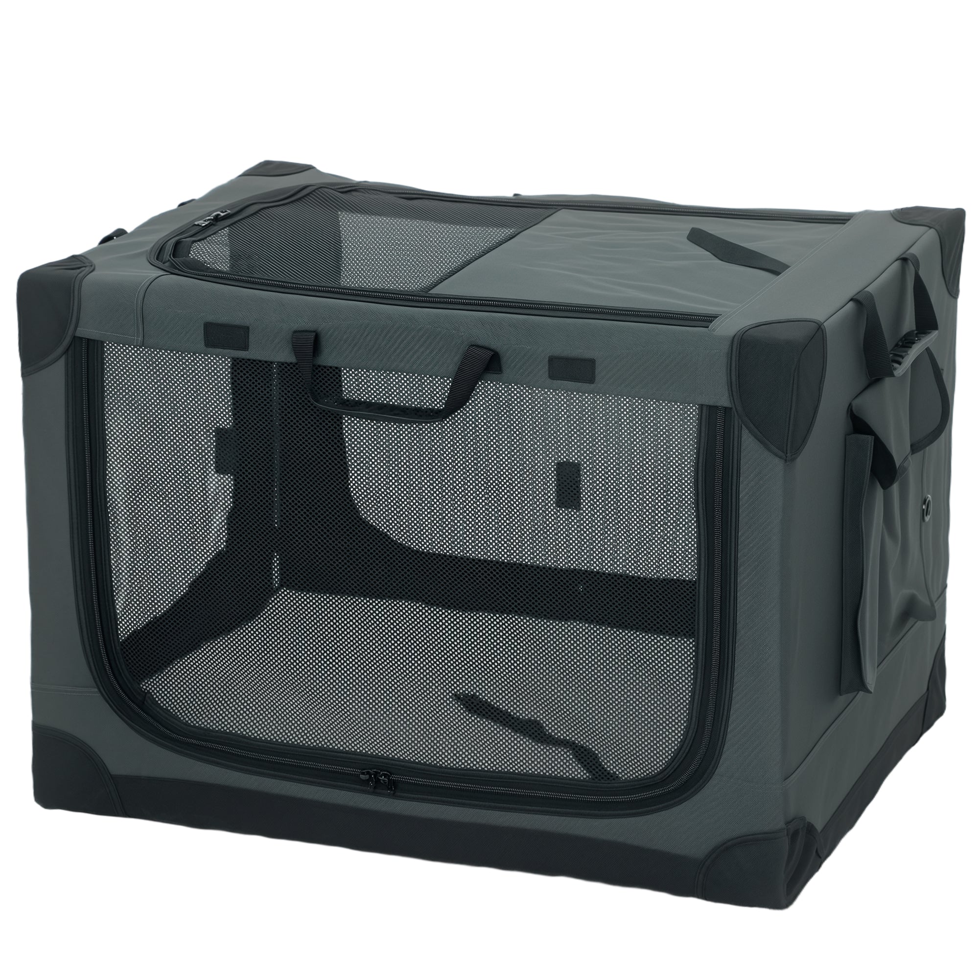 Foldable Soft Dog & Cat Carrier — Travel Crate with Cushion, Washable Cover, Breathable 600D Oxford, 30 x 21 x 21 in (76 x 54 x 54 cm), Green