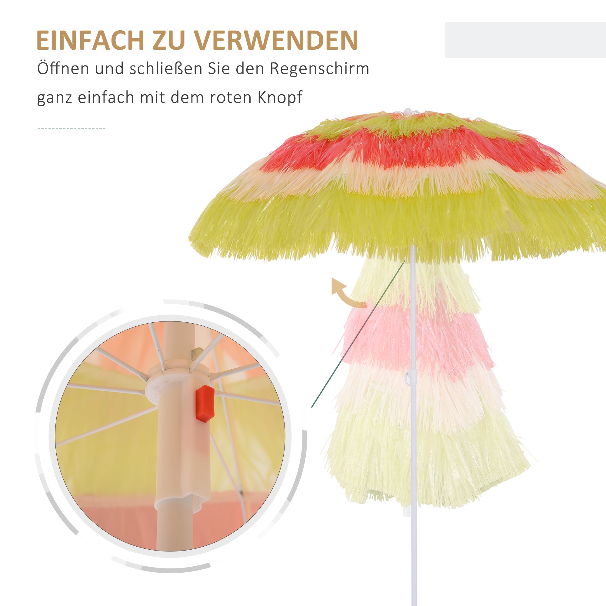 Sun Umbrella Beach Ø160cm windproof stable Beach umbrella height adjustable and tiltable Balcony umbrella foldable garden umbrella for travel, beach, balcony Multicolored