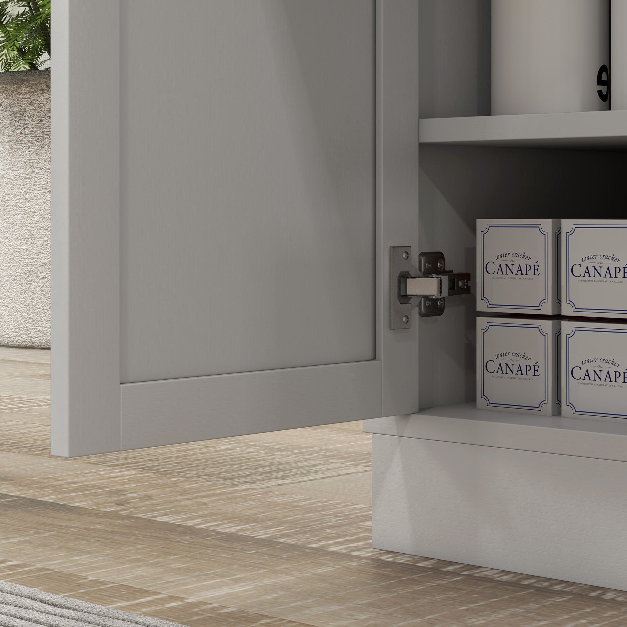 Microwave Cabinet, Kitchen Cabinet, 3 Adjustable Shelving Units, with Open Space, 1 Drawer and 2-Door Cupboard, Kitchen Furniture, Modern Design, 61 x 35 x 125.4 cm, White