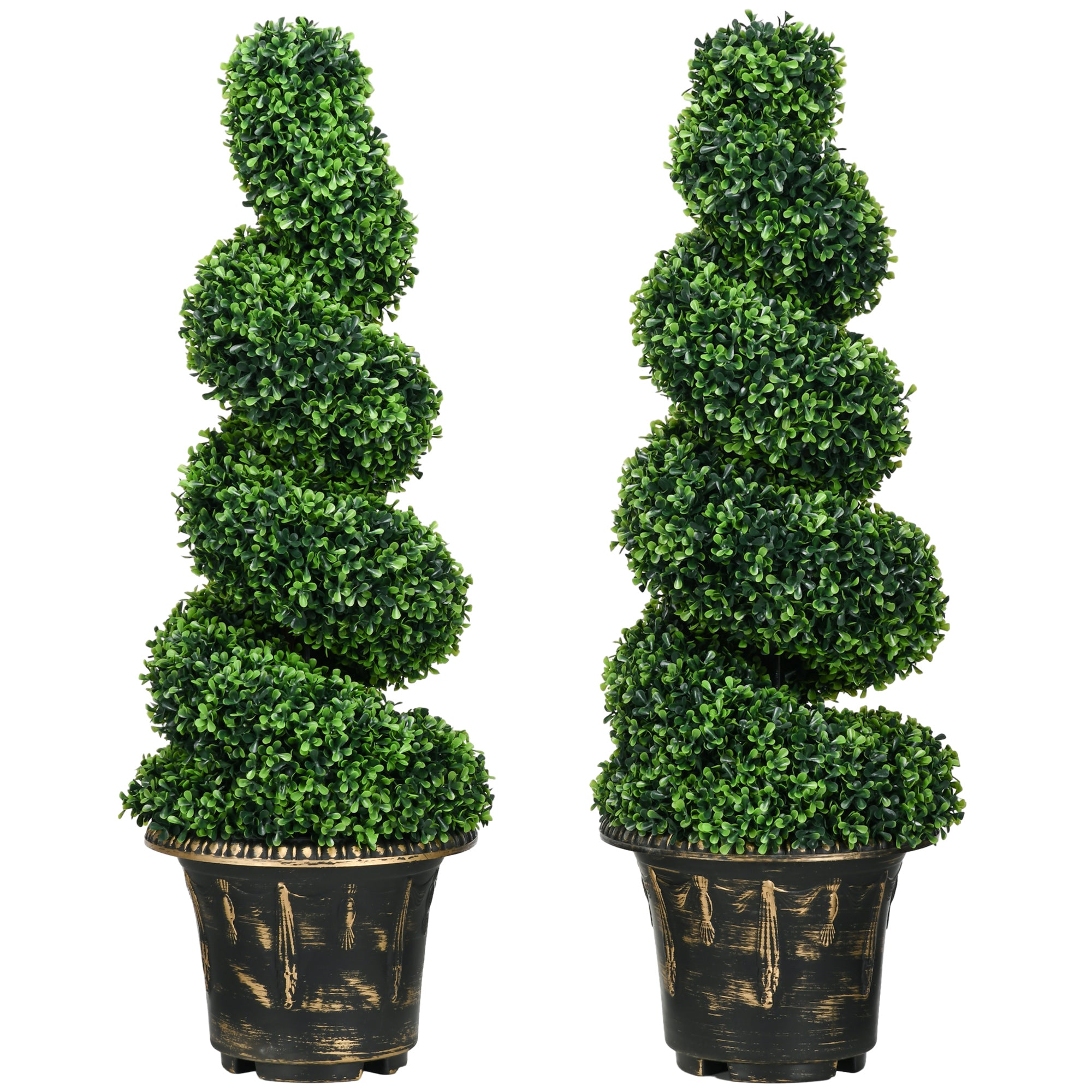 Artificial Plants Set of 2, UV Resistant Fake Plant in Flowerpot, 90 cm Boxwood Plant for Indoor, Outdoor