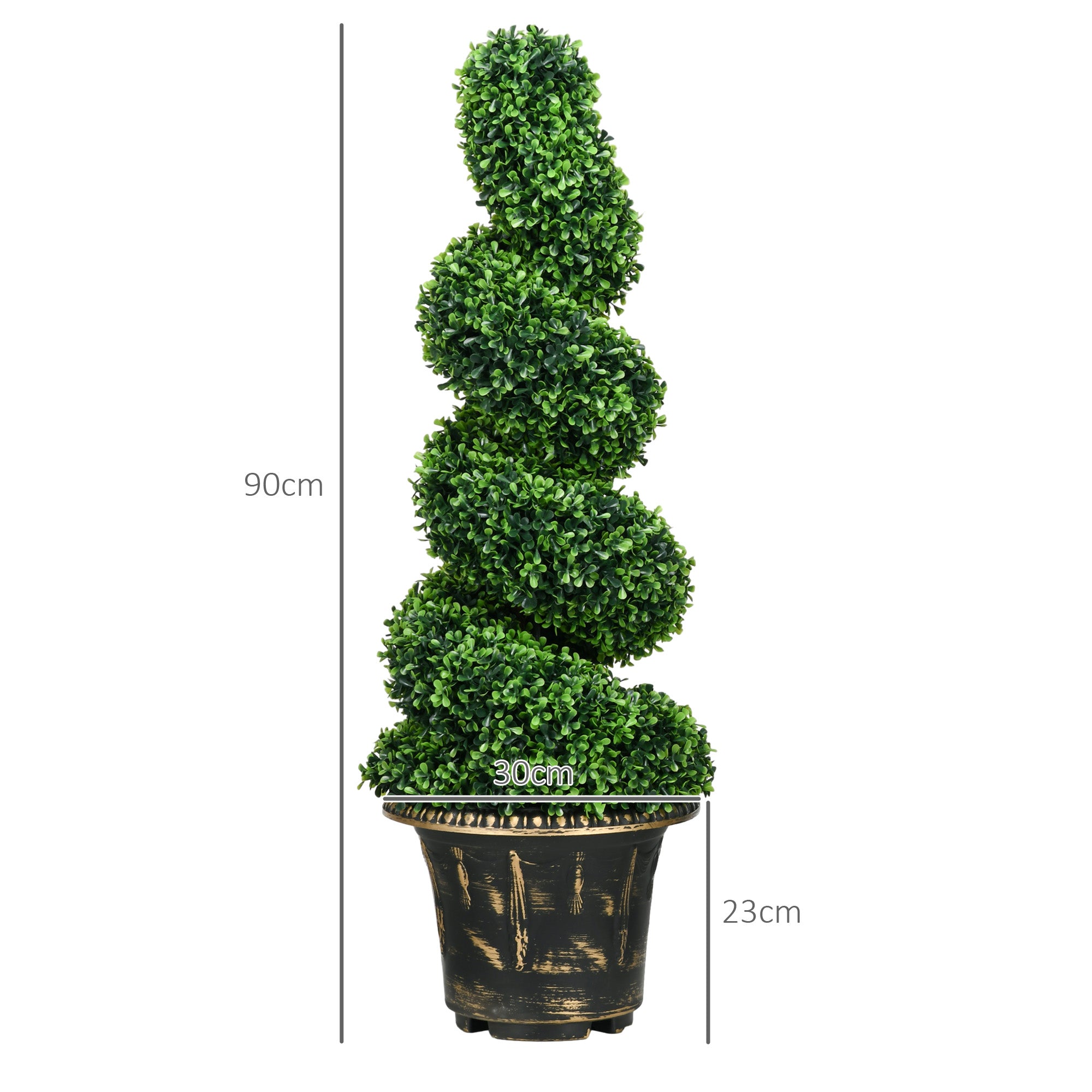 Artificial Plants Set of 2, UV Resistant Fake Plant in Flowerpot, 90 cm Boxwood Plant for Indoor, Outdoor