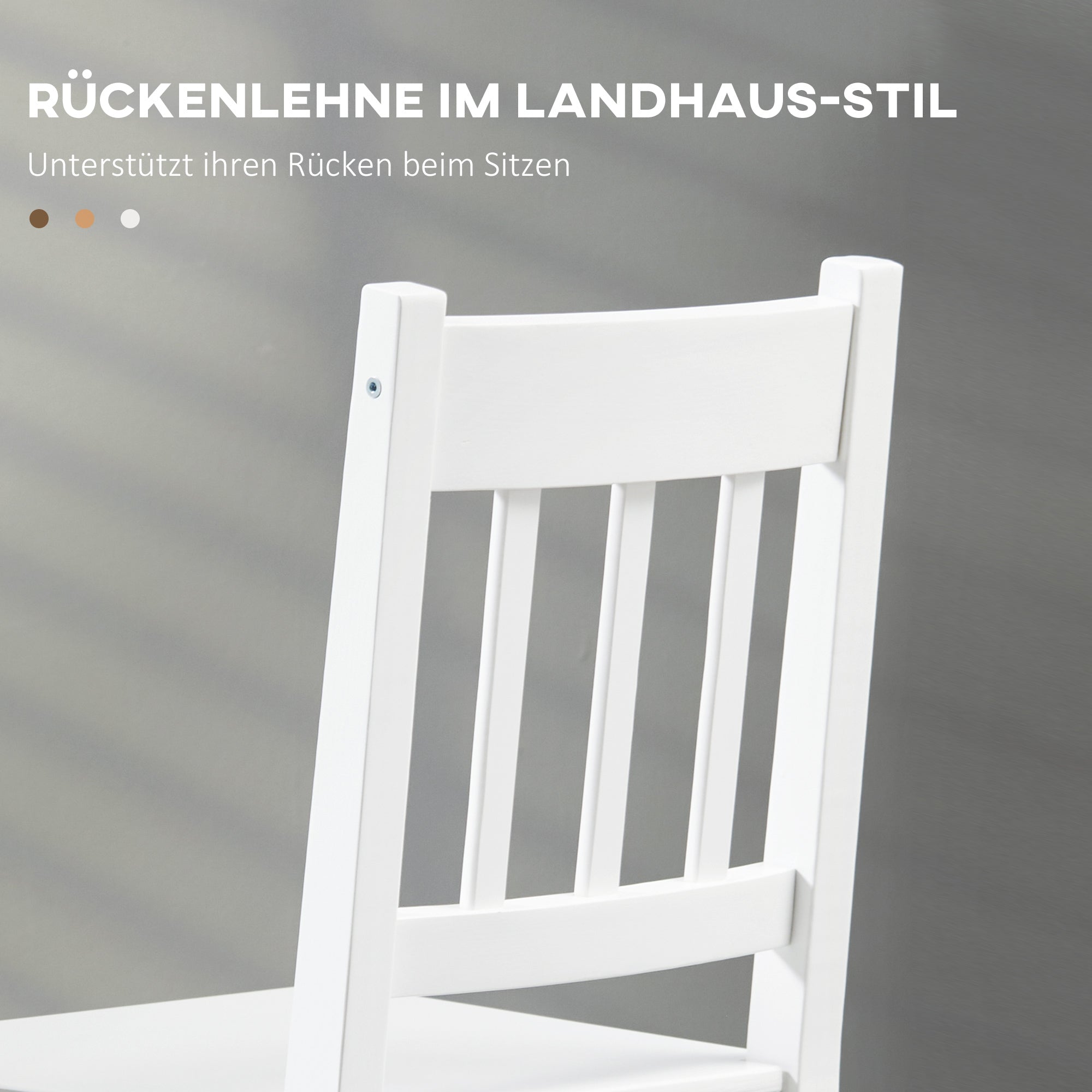 Set of 2 Dining Chairs Kitchen Chair with Backrest, Living Room Chair, Chairs, Dining Chairs made of Solid Wood for Dining Table, White