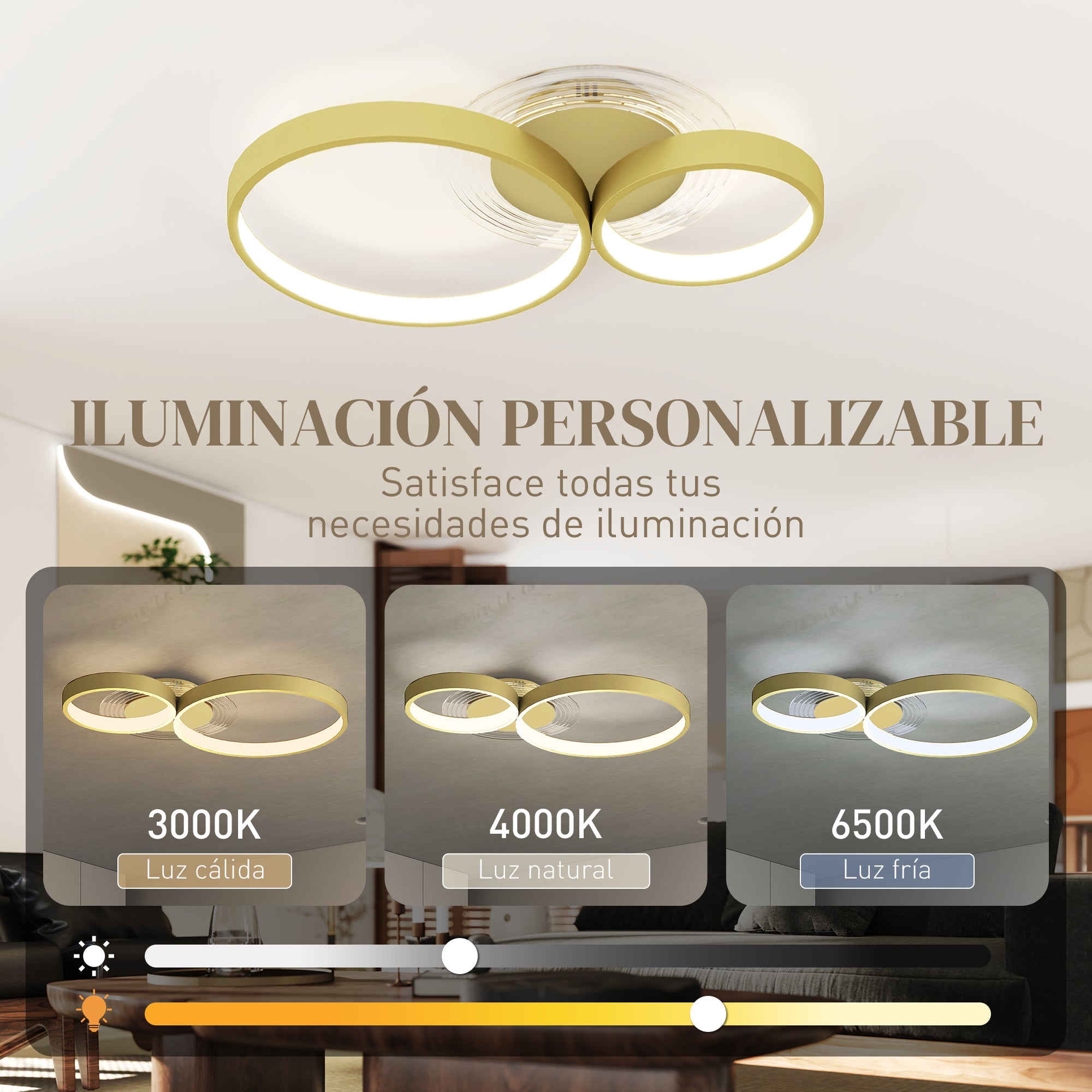 40W LED Ceiling Lamp Modern LED Ceiling Light 3000 K/4000 K/6500 K for Bedroom Living Room Kitchen Dining Room Gold