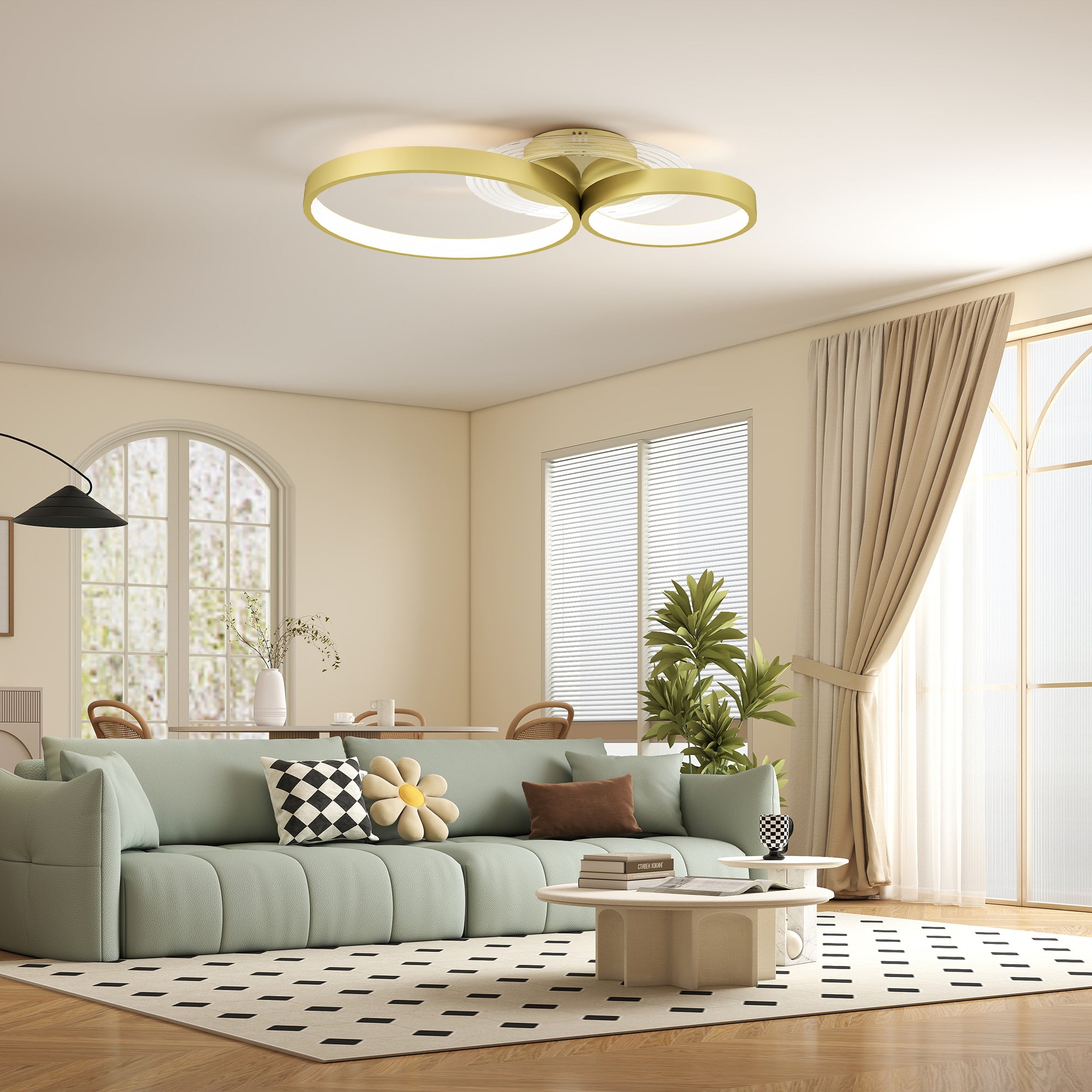 40W LED Ceiling Lamp Modern LED Ceiling Light 3000 K/4000 K/6500 K for Bedroom Living Room Kitchen Dining Room Gold