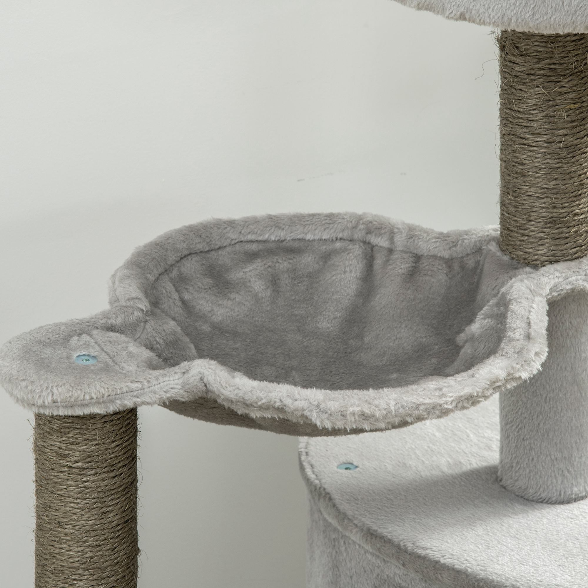 Cat Tree 113 cm Cat Tower with Cat Cave Sisal Column Cat Scratching Tree Play Tree with Ramp and Hammock Cat Toy Light Grey