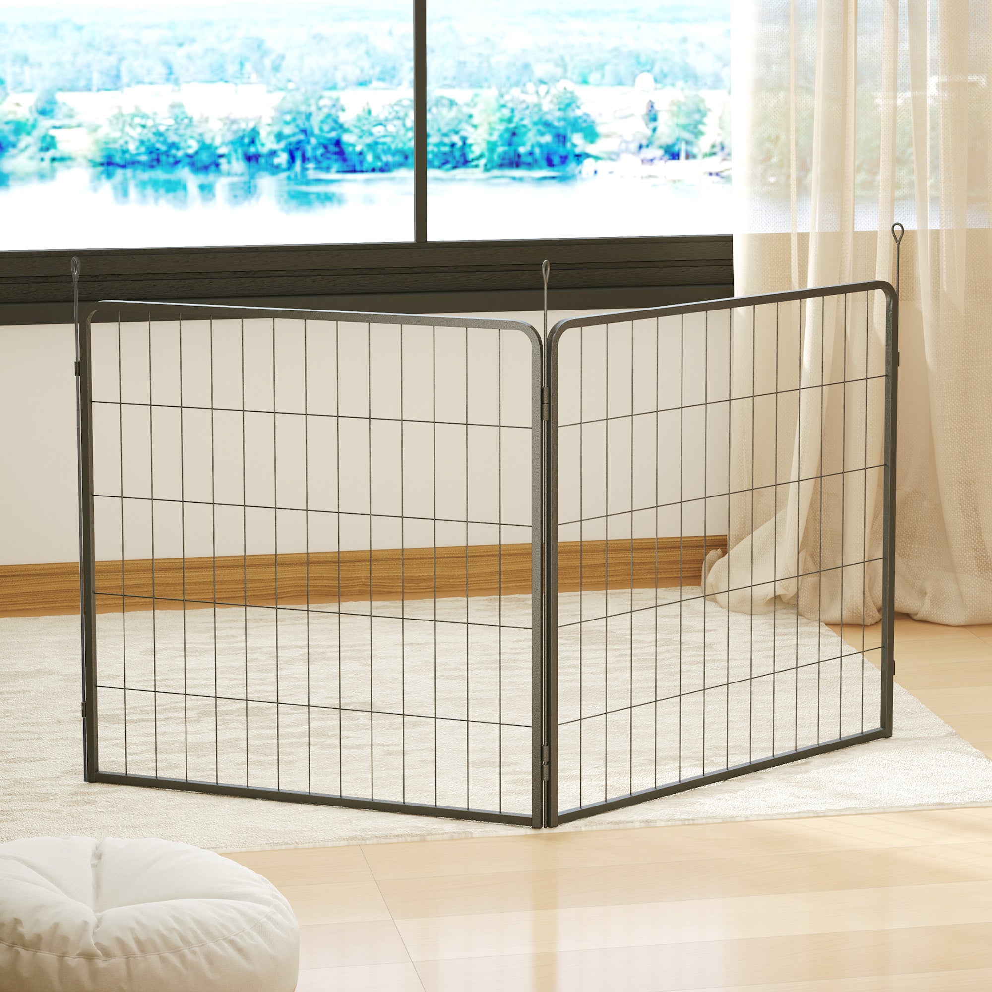 2-Piece Expansion 2 Dog Fence Panels for Playpen, 80 x 80 cm Steel Puppy Fence, for Small and Medium Dogs Gray