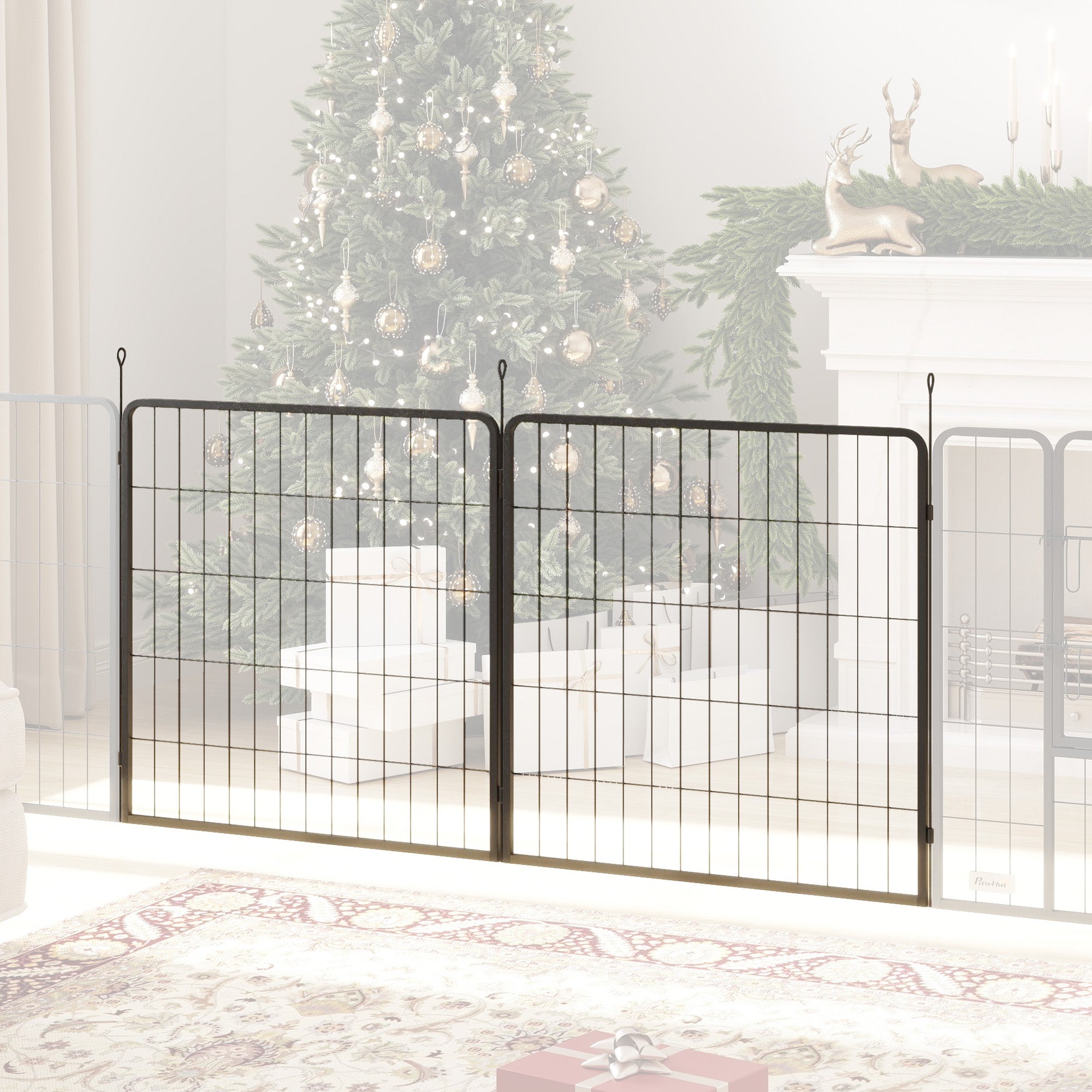 2-Piece Expansion 2 Dog Fence Panels for Playpen, 80 x 80 cm Steel Puppy Fence, for Small and Medium Dogs Gray