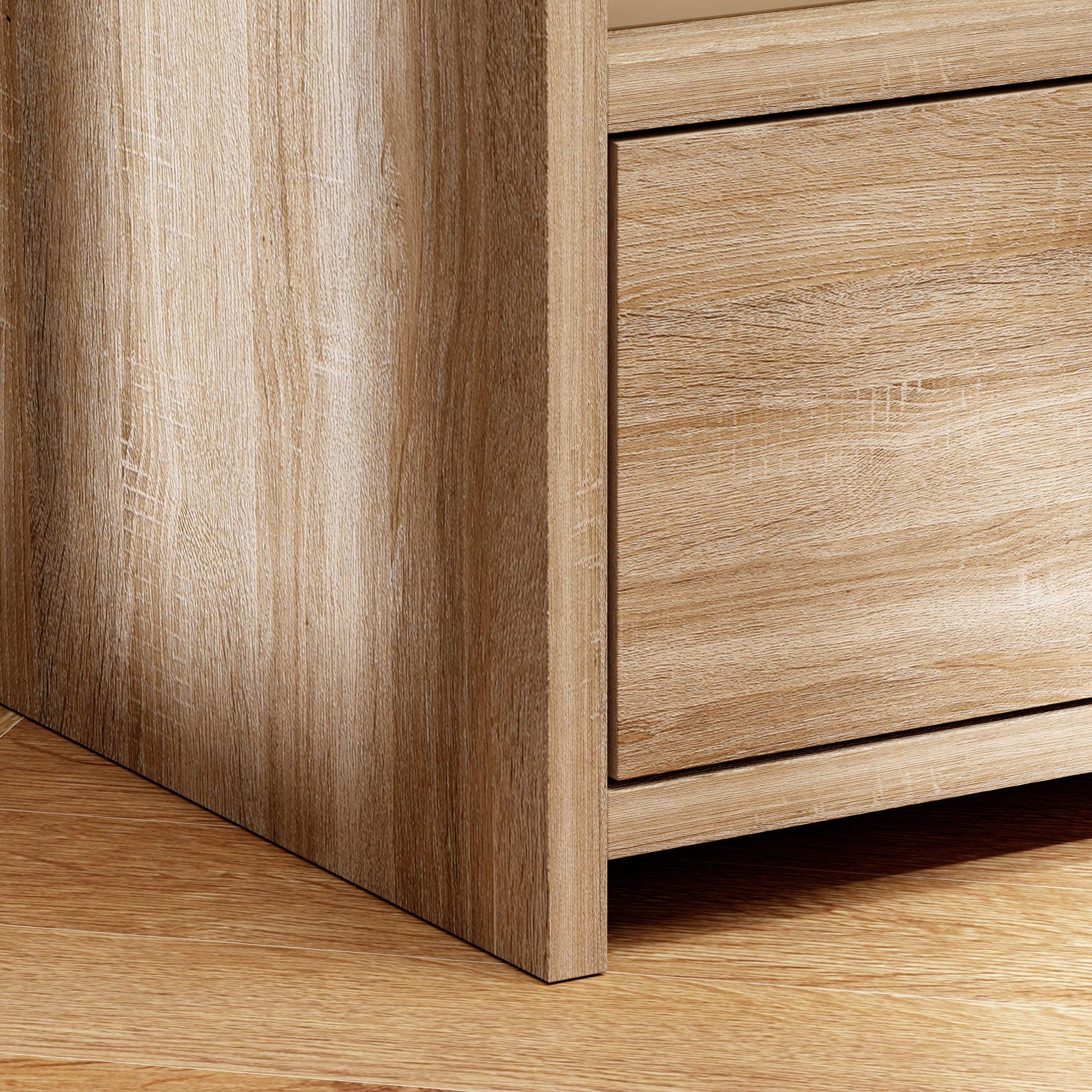 Nightstand with Drawer, Side Table, Bedside Cabinet with Open Shelf, Compartment, Nightstand for Bedroom, Living Room, 40 x 35 x 66 cm, Natural wood