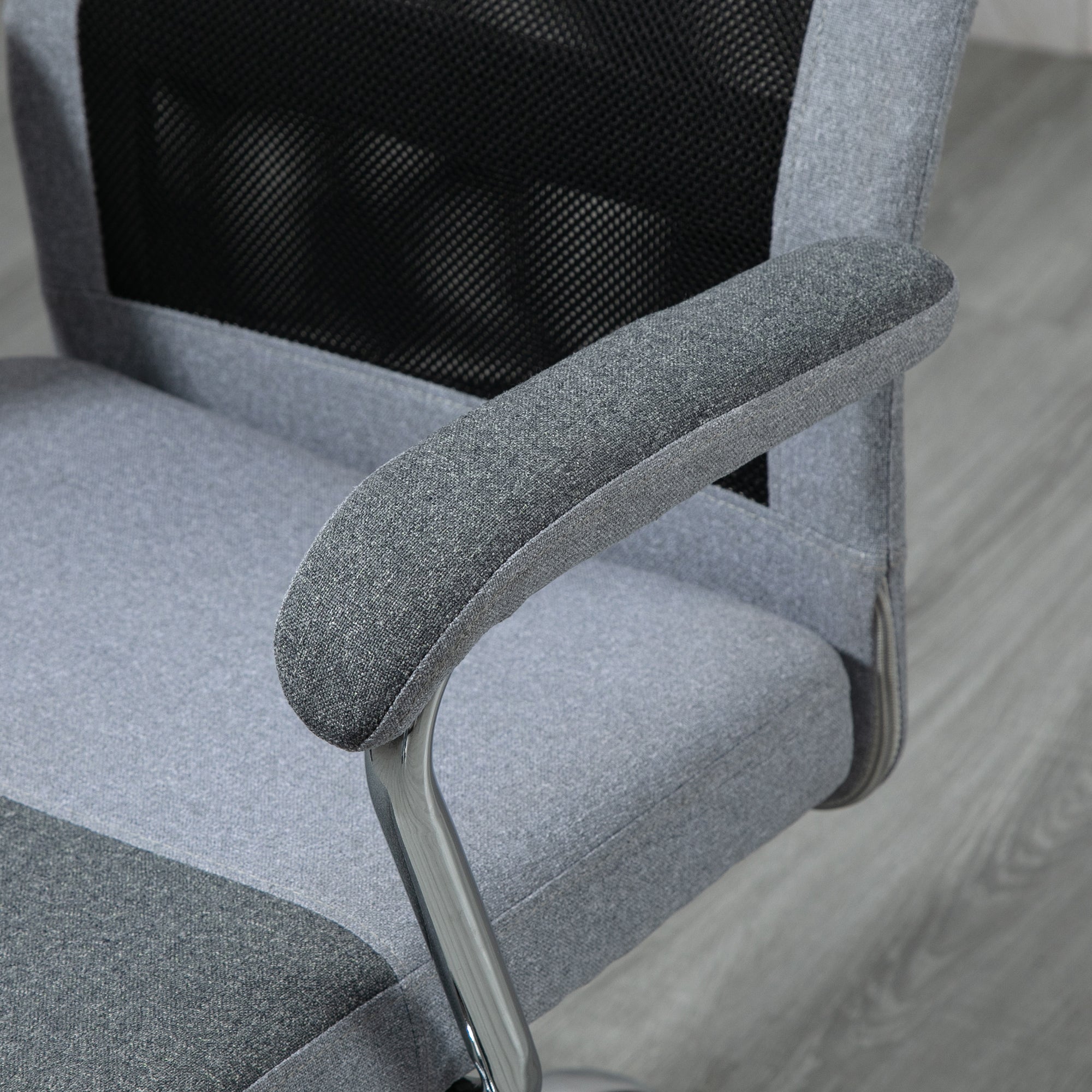 Ergonomic Swivel Office Chair, Adjustable Height and Rocking Function, Mesh Fabric Armchair 65x67x119-129cm Gray