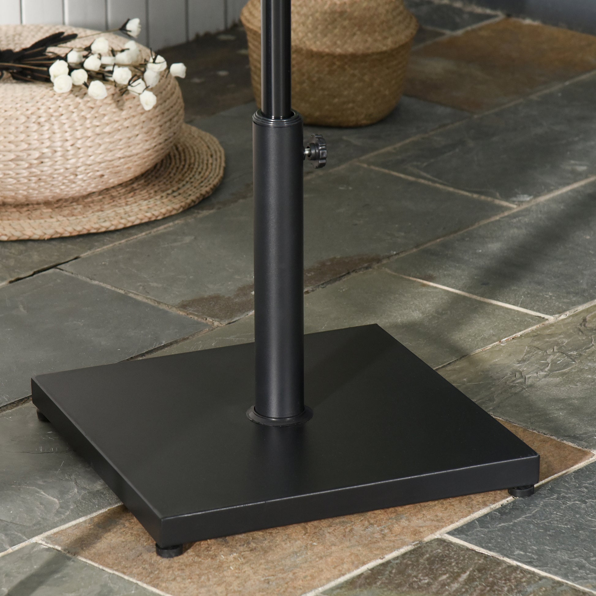 Umbrella Stand, Umbrella Holder, Umbrella Base, for Ø35 mm, Ø38 mm, Ø48 mm, Metal, Black, 45 x 45 x 39 cm