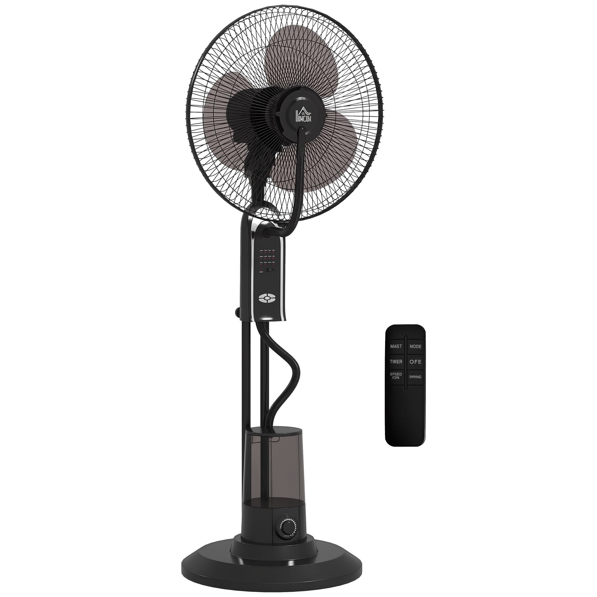 Mist Fan Mist Pedestal Fan with Water Oscillating 75 W Timer Tank 3.2L Remote Control 3 Speeds 3 Blades and LED Screen Ø44.5 cm Black