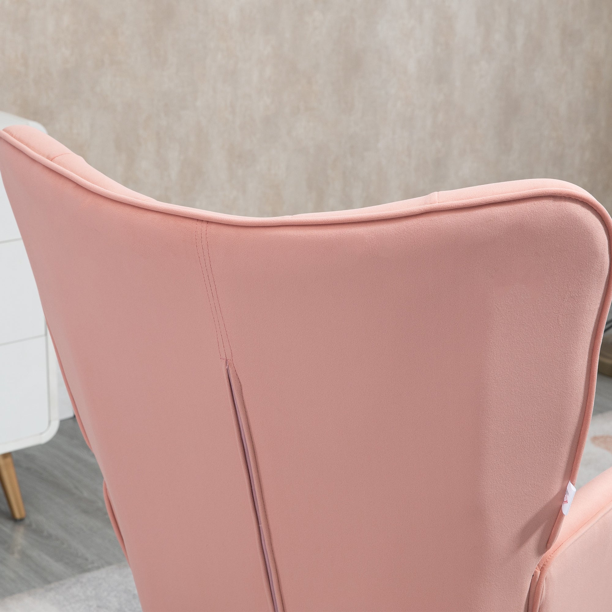 Single Armchair Bedroom Armchair Upholstered in Velvet with High Back Armrests and Steel Legs Modern Style 68x72x103 cm Pink
