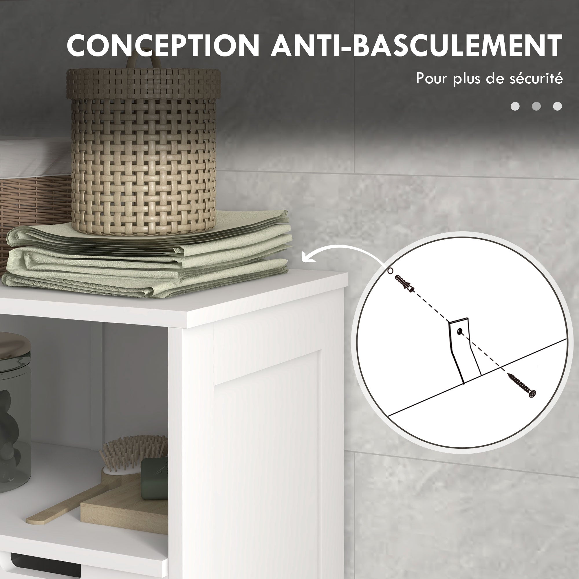 Freestanding Bathroom Cabinet, Storage Furniture, Adjustable Shelf, Space-Saving Cabinet, 2 Doors, 2 Drawers, Niche, 61 x 30.5 x 109.5 cm, White