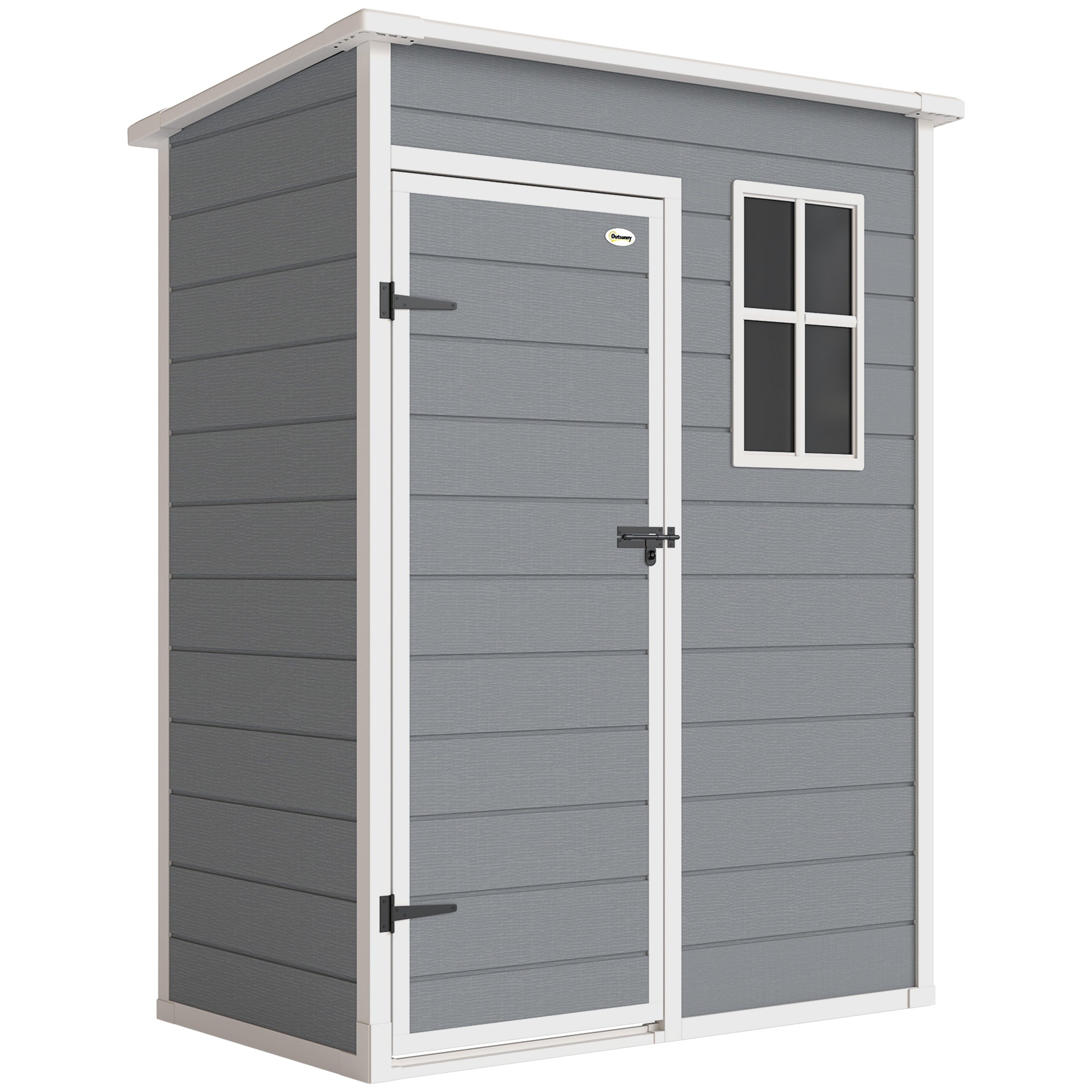 Garden Shed 1.14 m² Tool Shed - lockable door, ventilation, and window - dim. 151L x 92W x 193H cm - plastic, gray