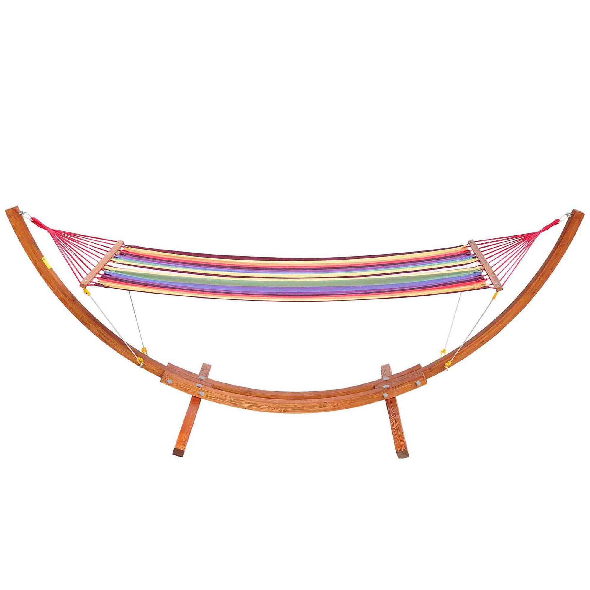 Hammock Lounger 320x118x120cm Beach Camping Wood Frame Max Load 120kg Red