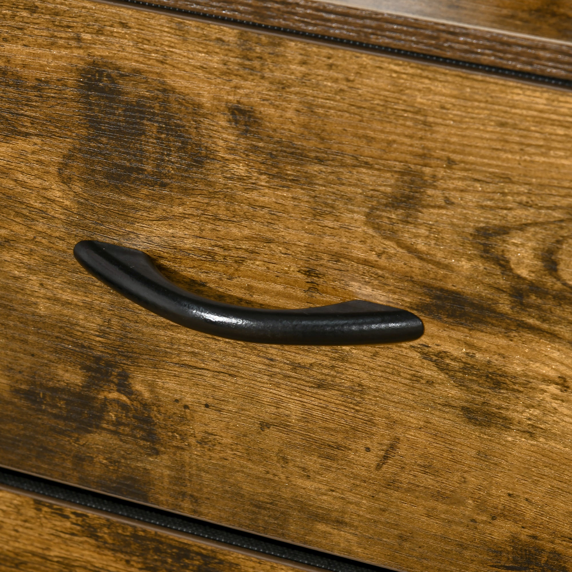 Fabric Drawer Organizer Dresser with Foldable Drawers Open Shelves and Steel Frame Industrial Style for Living Room Entryway Bedroom 84x30x71.5 cm Rustic Brown